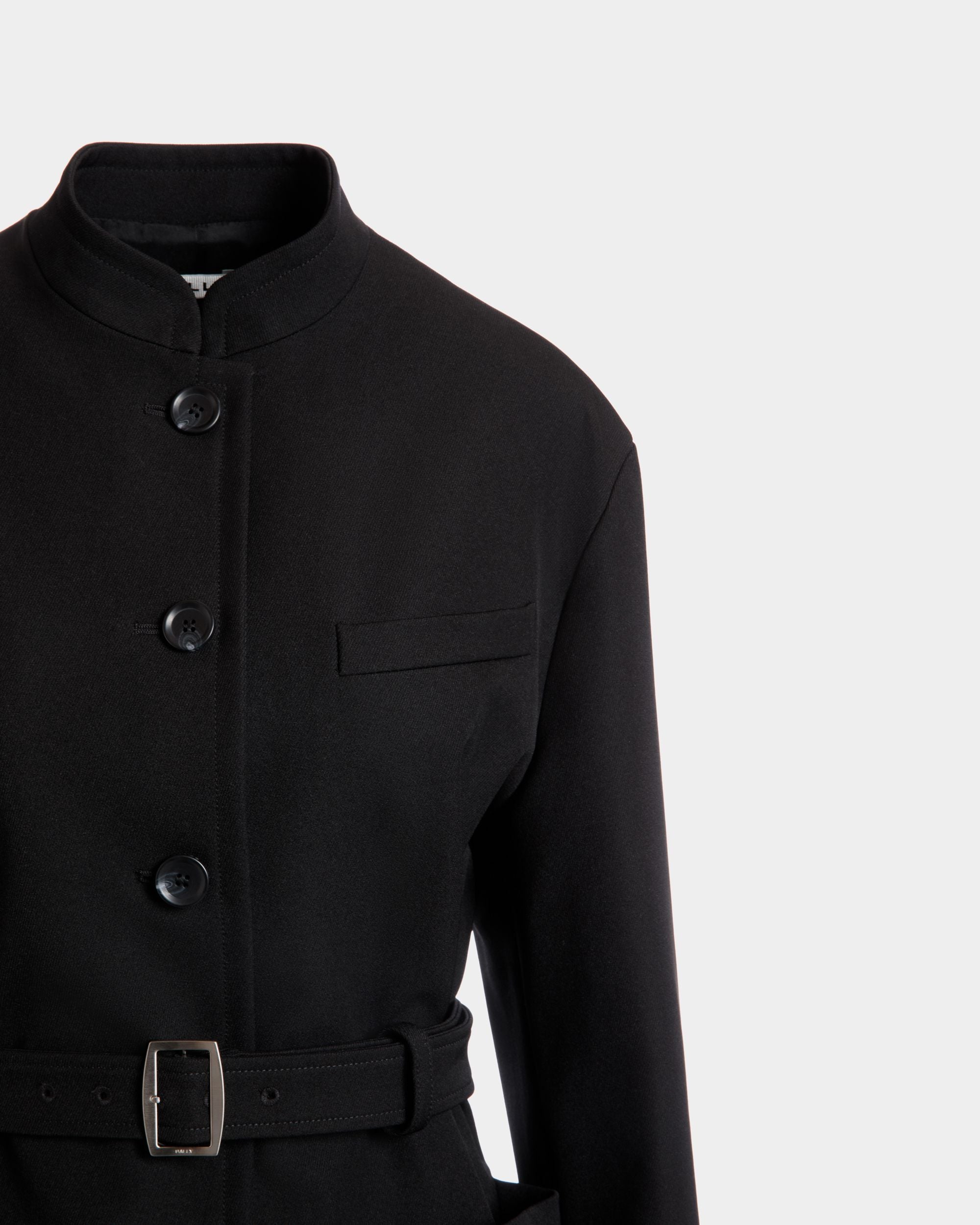 Veste Ceinturée En Gabardine De Nylon Noire - Femme - Bally - 04