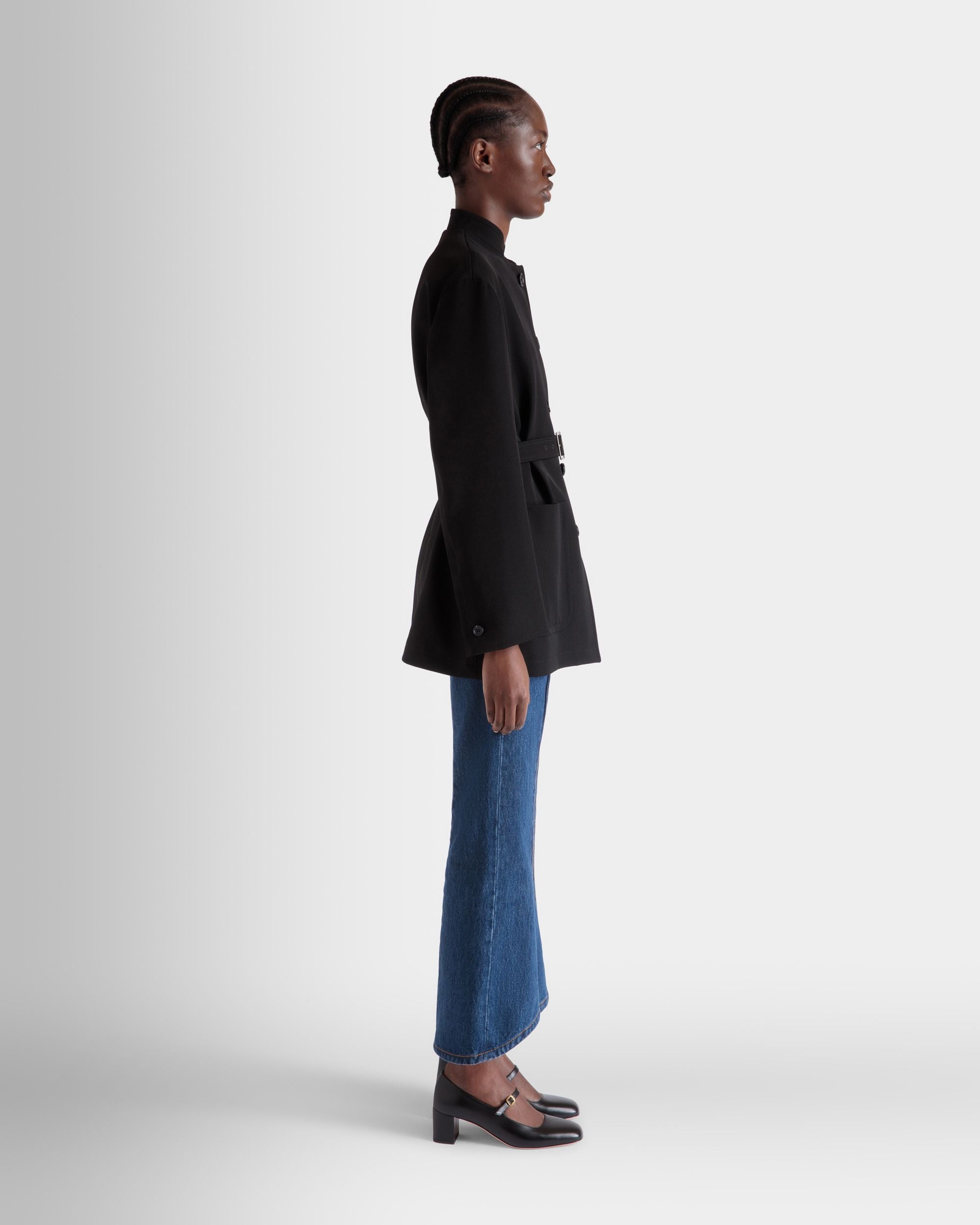 Veste Ceinturée En Gabardine De Nylon Noire - Femme - Bally - 05