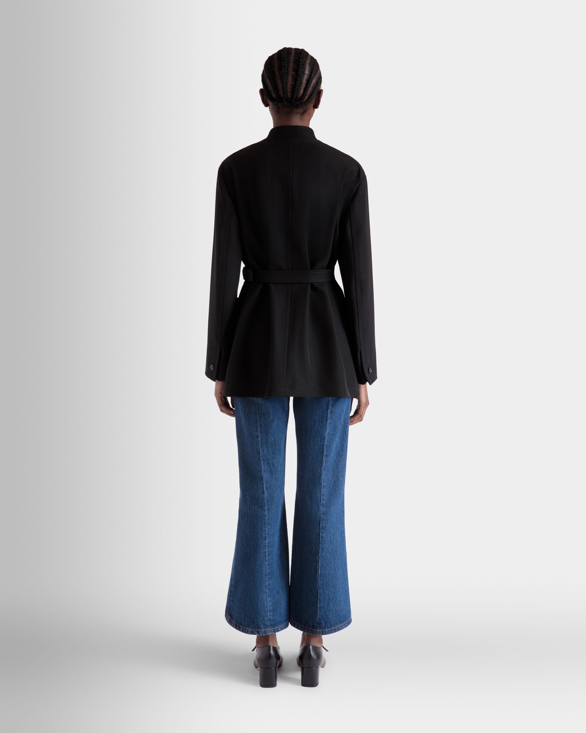 Veste Ceinturée En Gabardine De Nylon Noire - Femme - Bally - 06