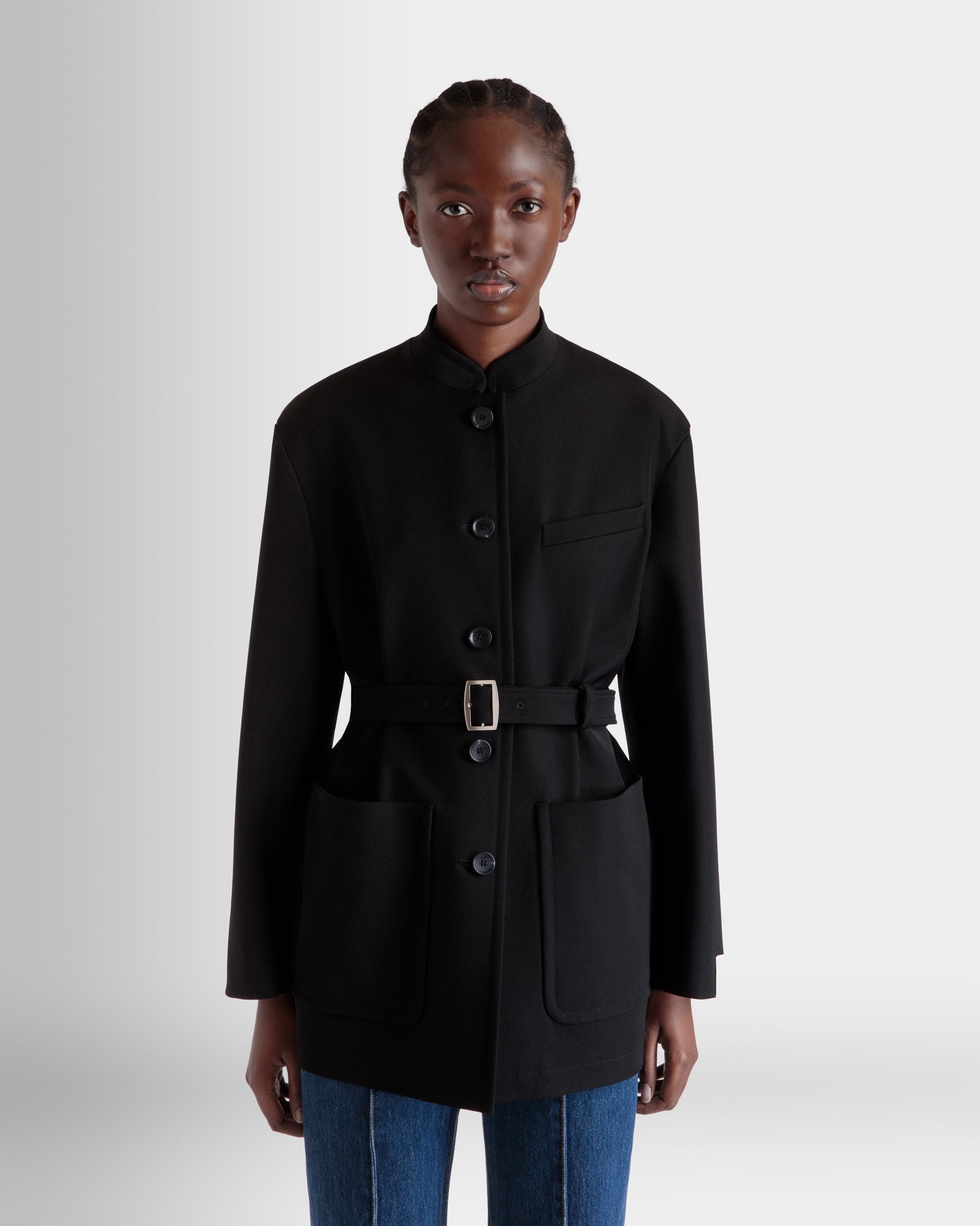 Veste Ceinturée En Gabardine De Nylon Noire - Femme - Bally - 08
