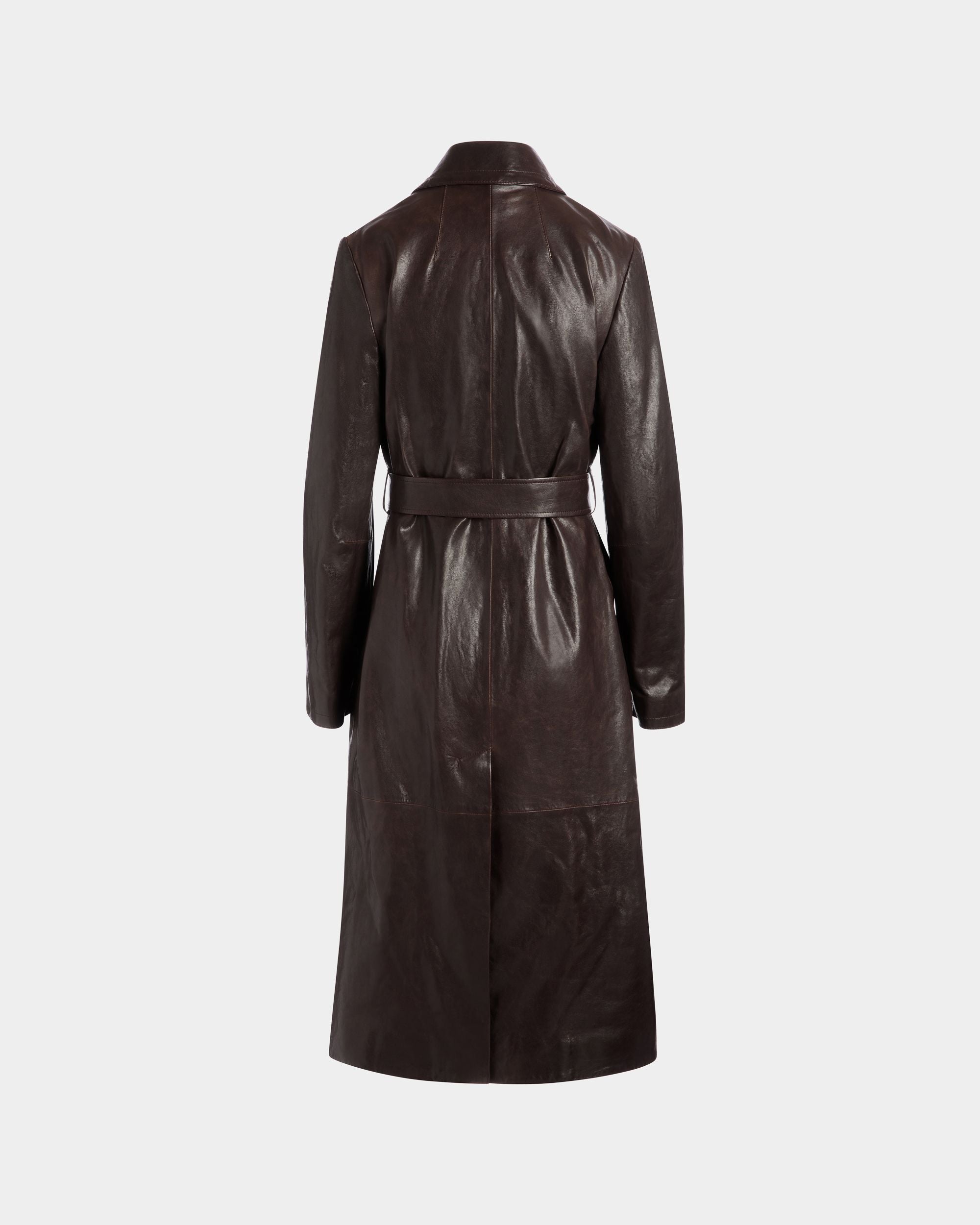 Mantel Mit Gürtel Aus Leder In Ebenholzschwarz - Women's - Bally - 07