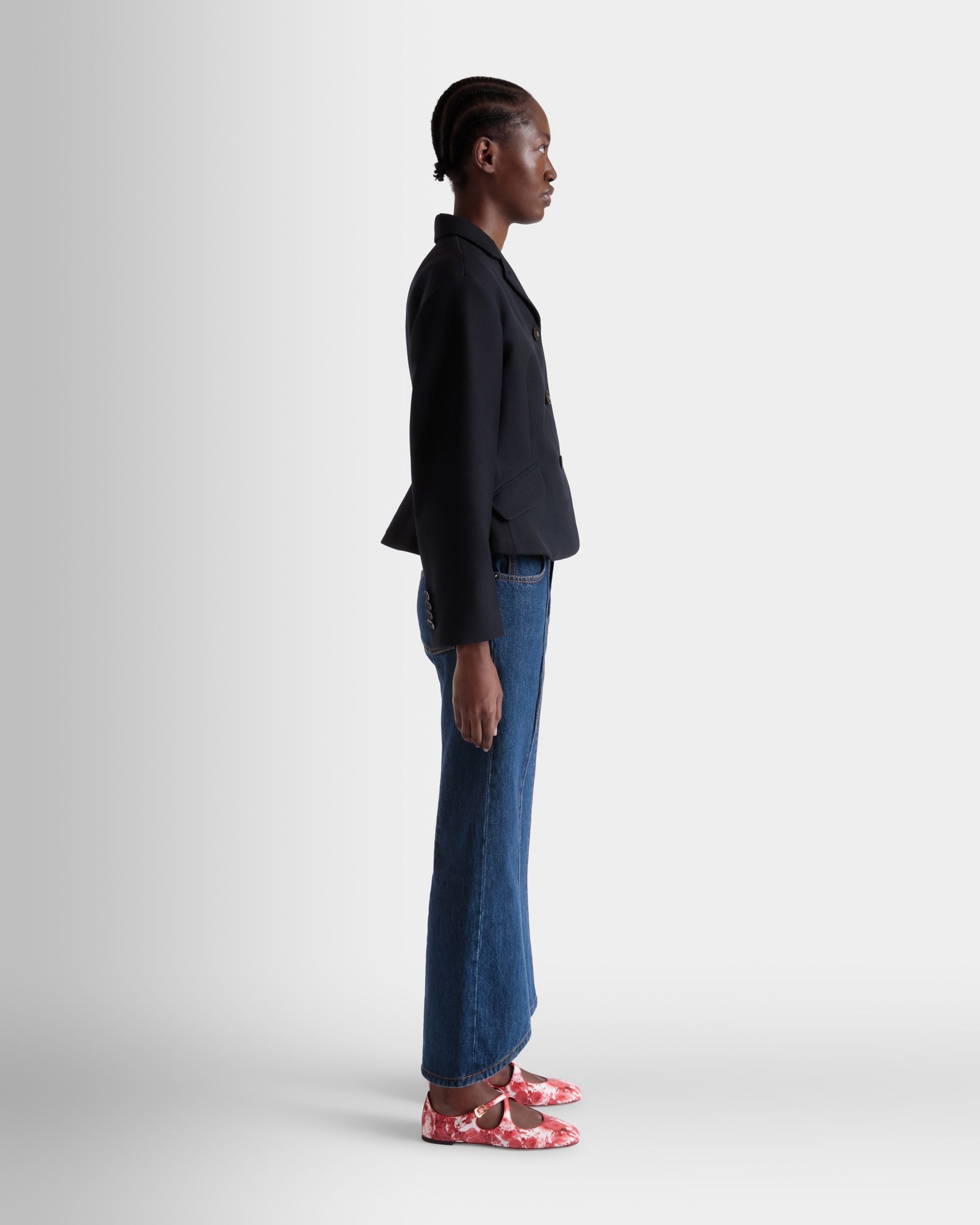 Blazer Aus Wolle In Navy Blue - Donna - Bally - 05