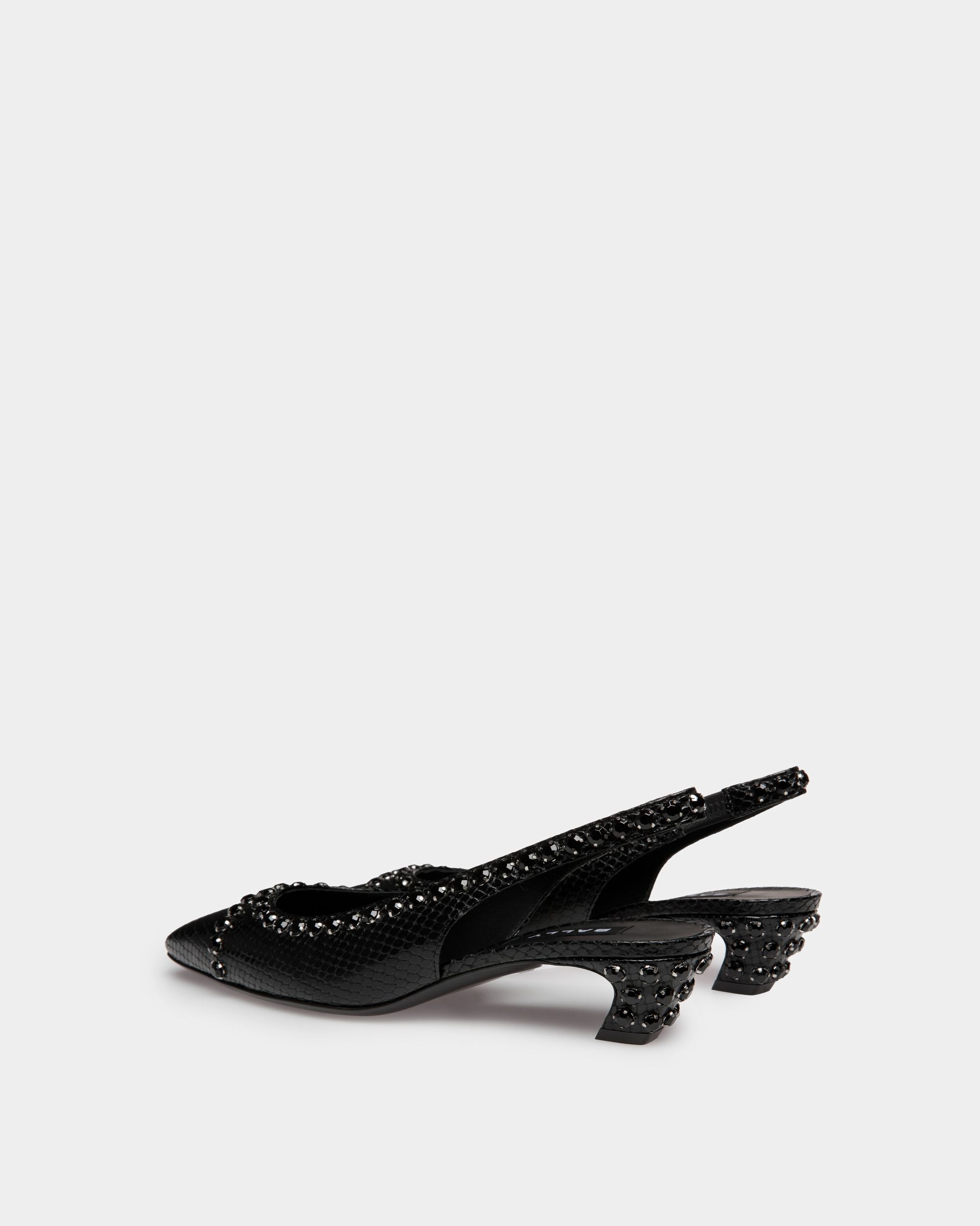 Décolleté Slingback Sylt in Pelle con Stampa Pitonata Nera - Donna - Bally - 03