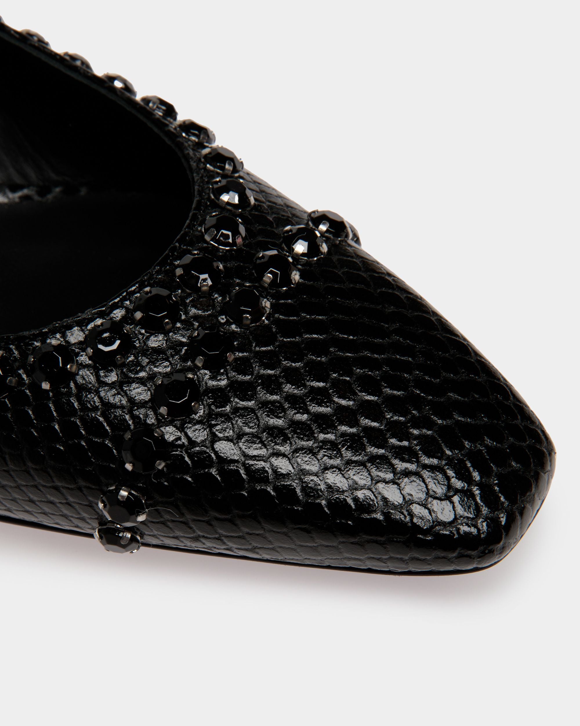 Décolleté Slingback Sylt in Pelle con Stampa Pitonata Nera - Donna - Bally - 04