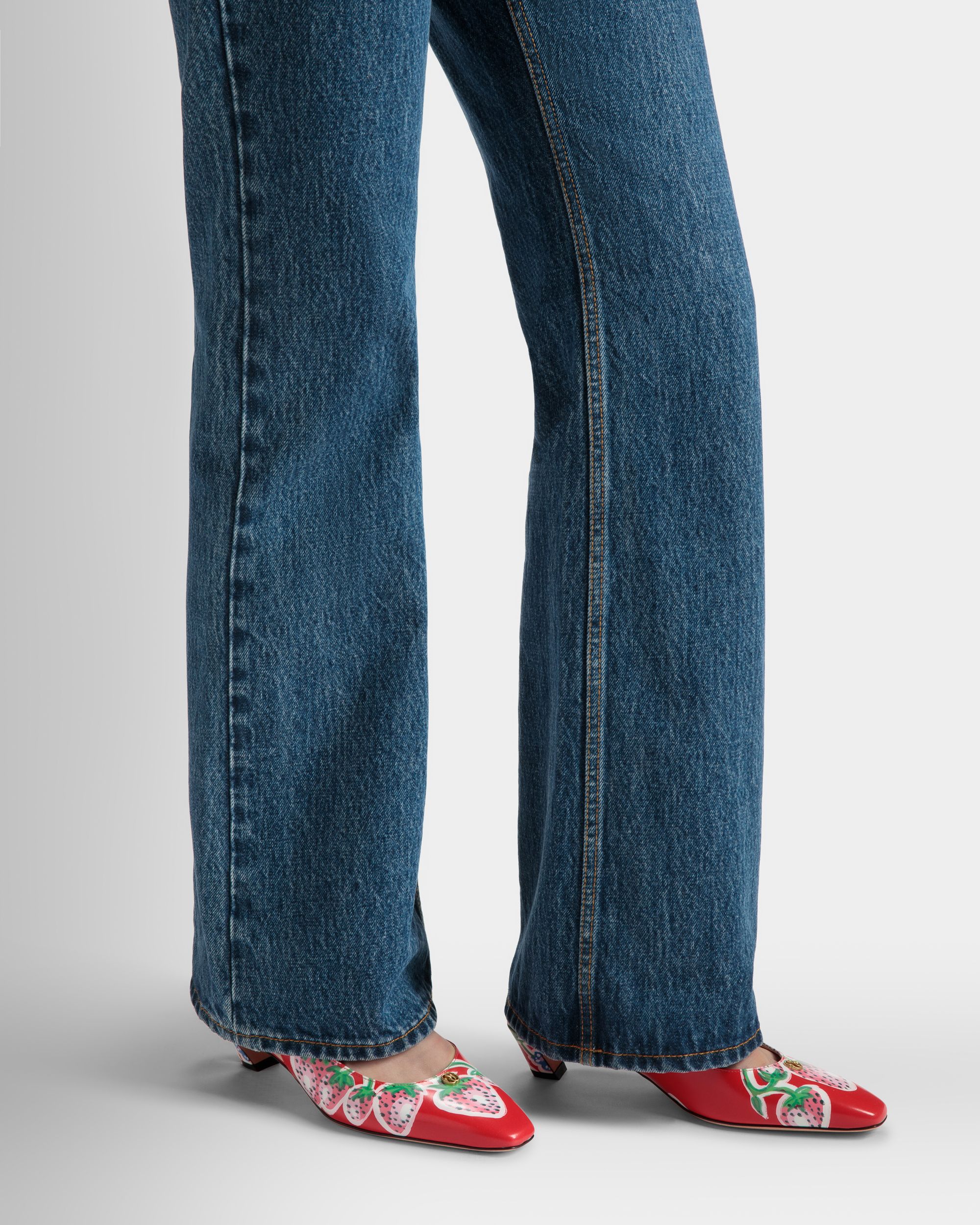 Sylt Slingback-Pumps Aus Bedrucktem, Gebürstetem Leder In Strawberry - Damen - Bally - 02