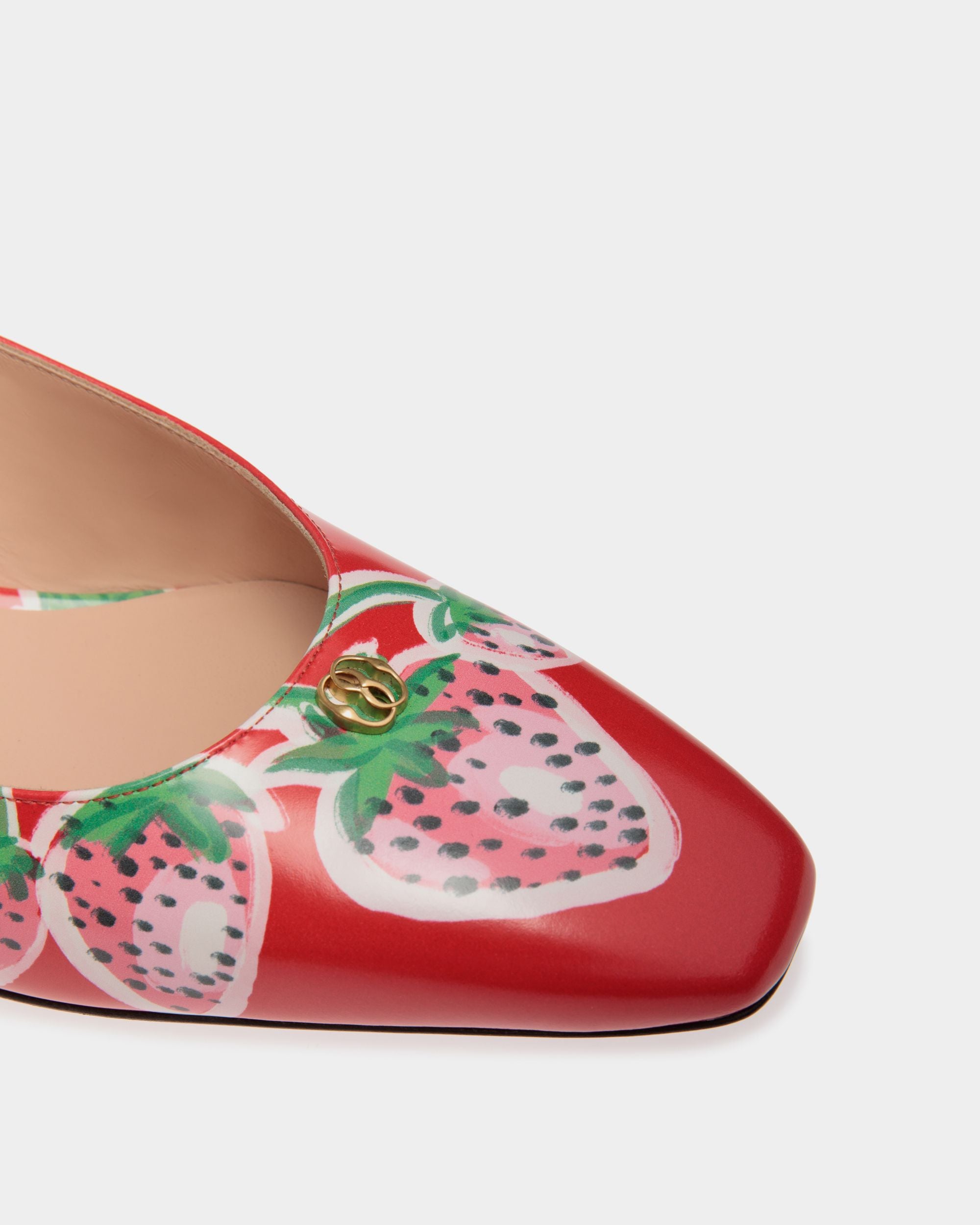 Sylt Slingback-Pumps Aus Bedrucktem, Gebürstetem Leder In Strawberry - Damen - Bally - 05
