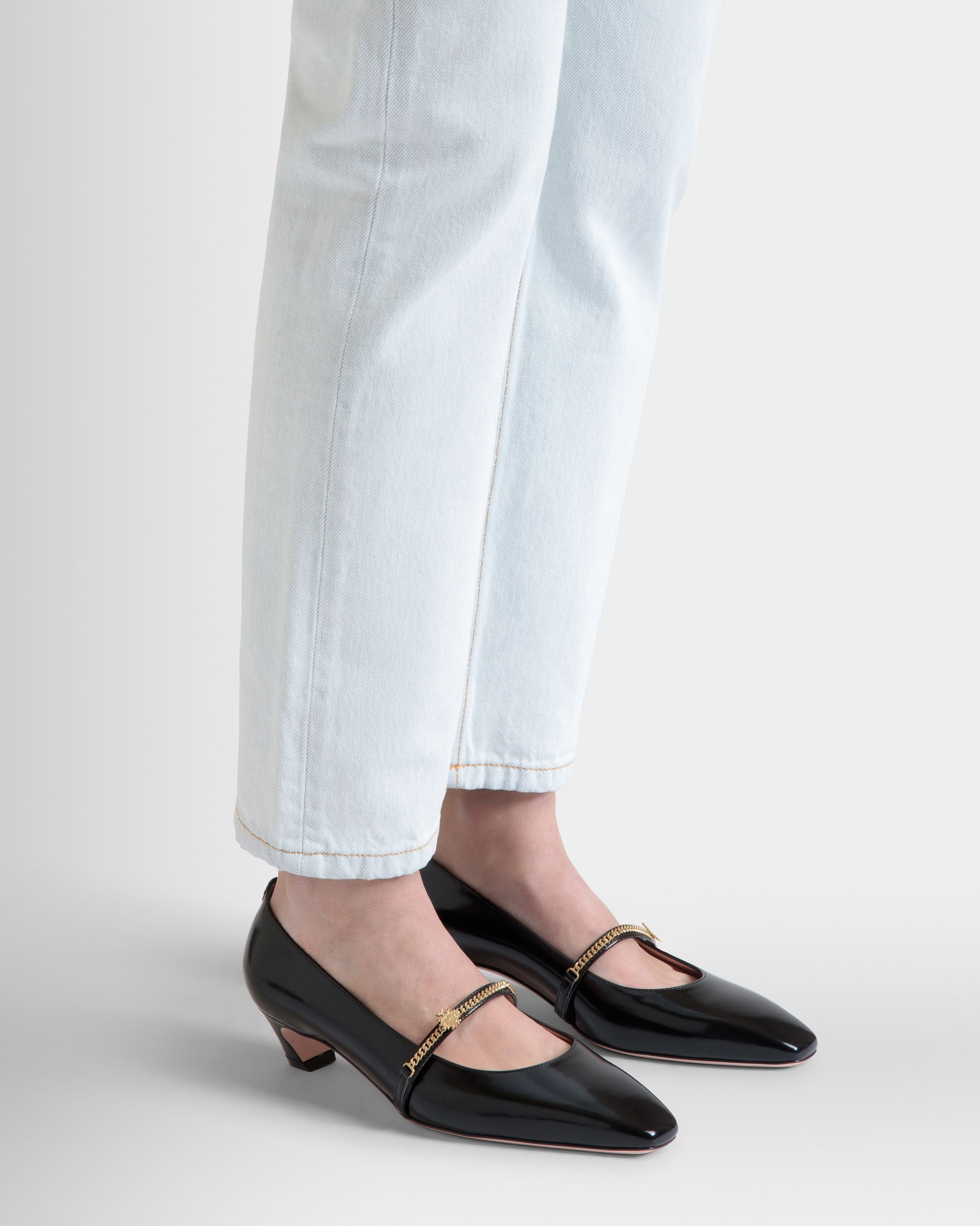 Sylt Mary Jane Pump in Black Brushed Leather - Women's - Bally - 02
