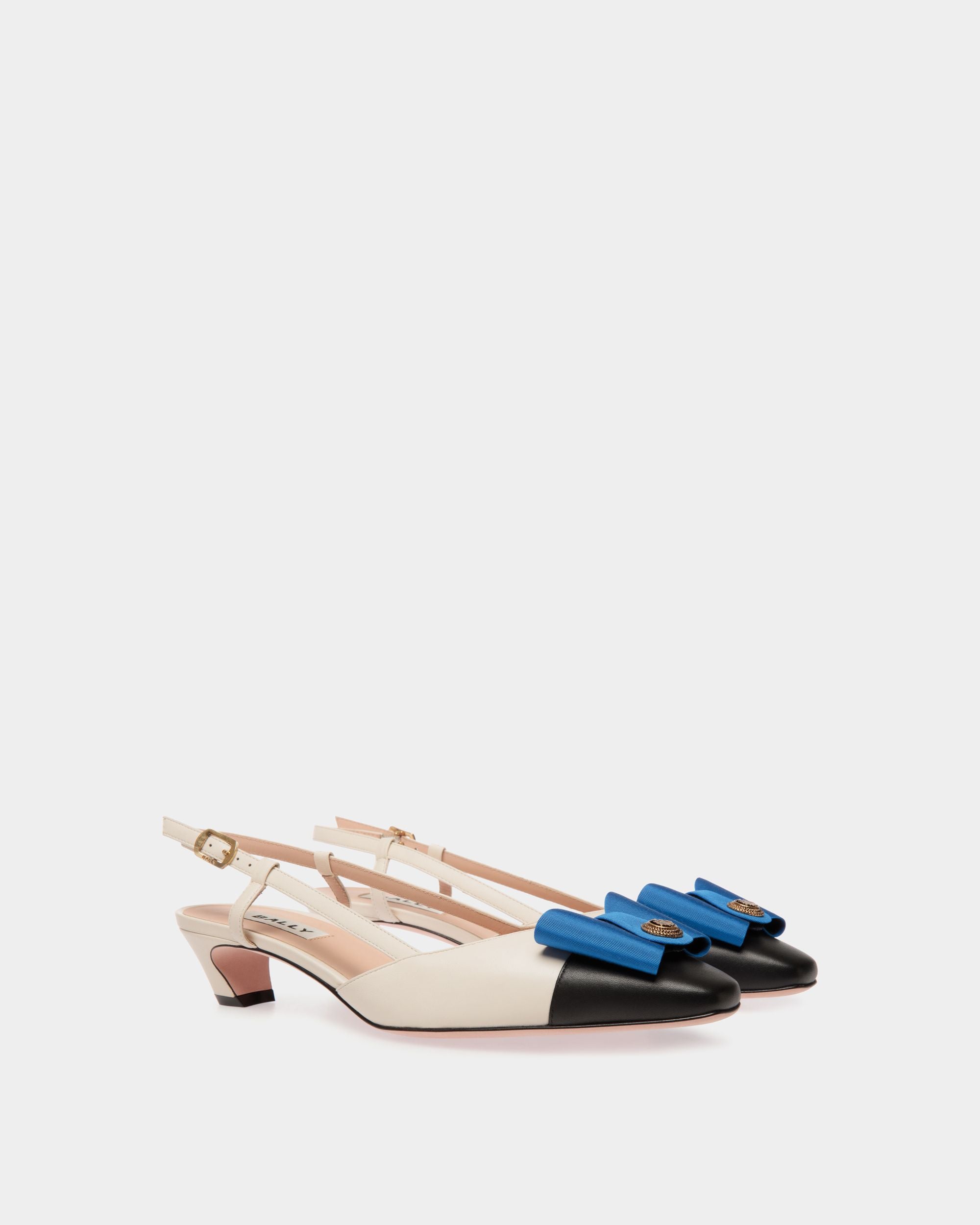 Slingbacks B-Bow Aus Leder In Schwarz Und Weiß - Damen - Bally - 03