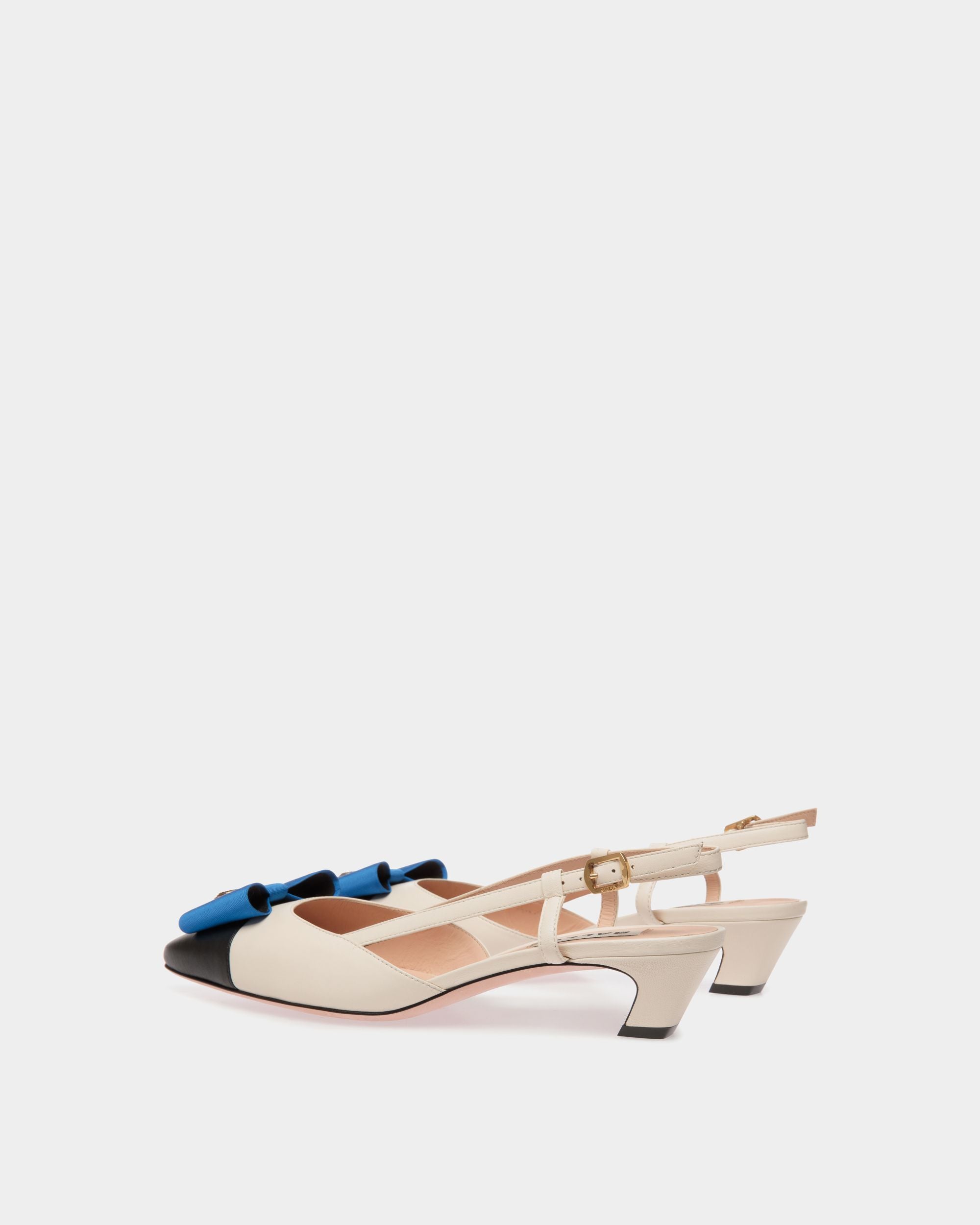 Décolleté Slingback B-Bow In Pelle Bianca E Nera - Donna - Bally - 04