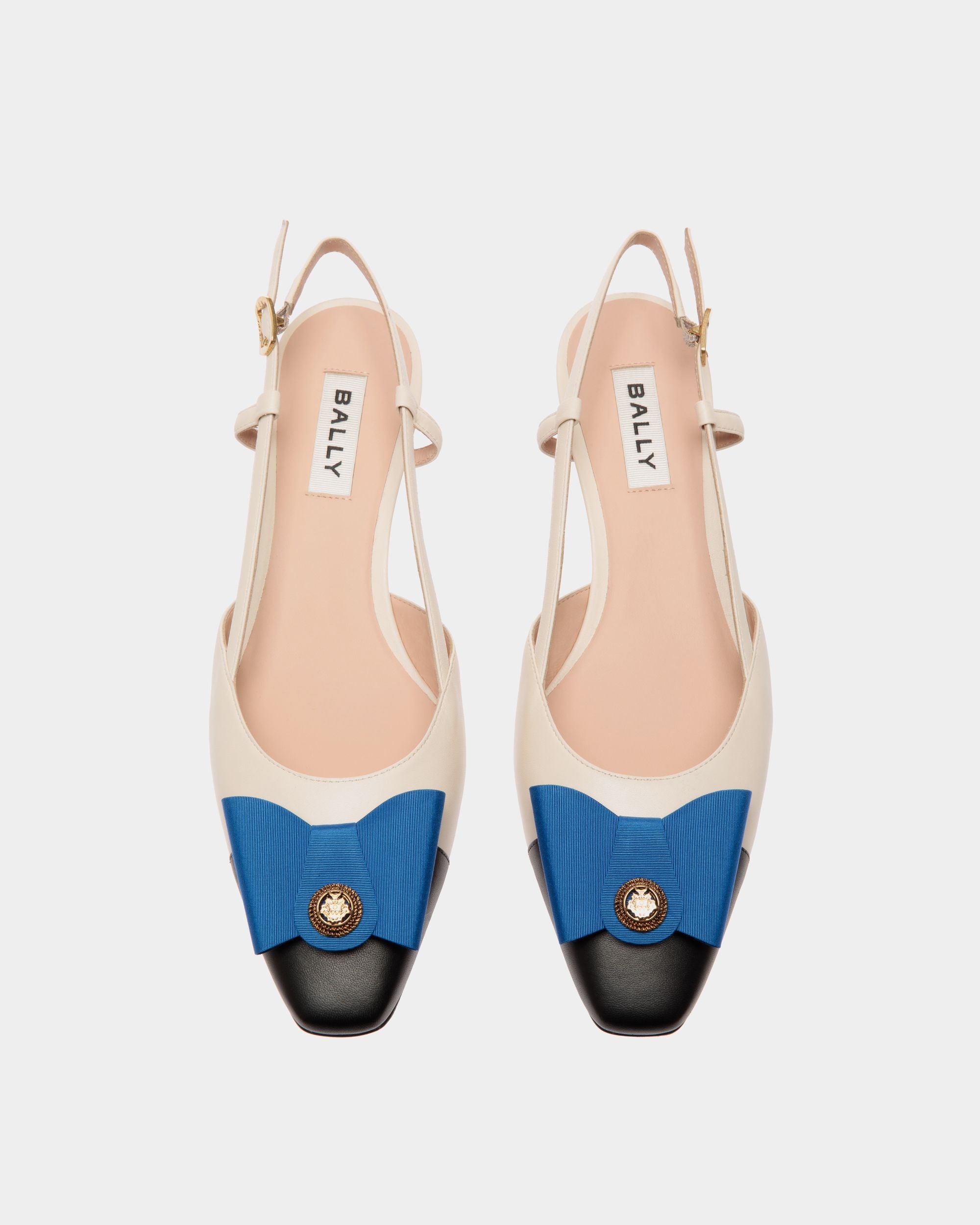 Décolleté Slingback B-Bow In Pelle Bianca E Nera - Donna - Bally - 05