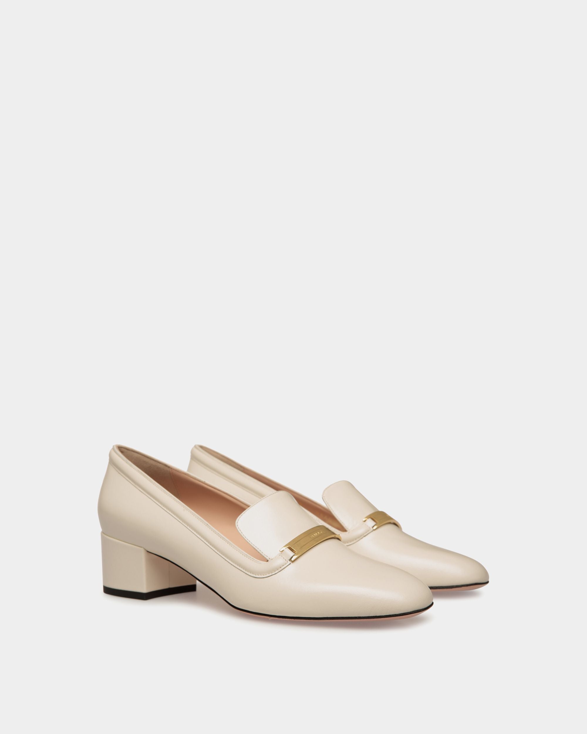 Deco Pump in White Leather - Women's - Bally - 03