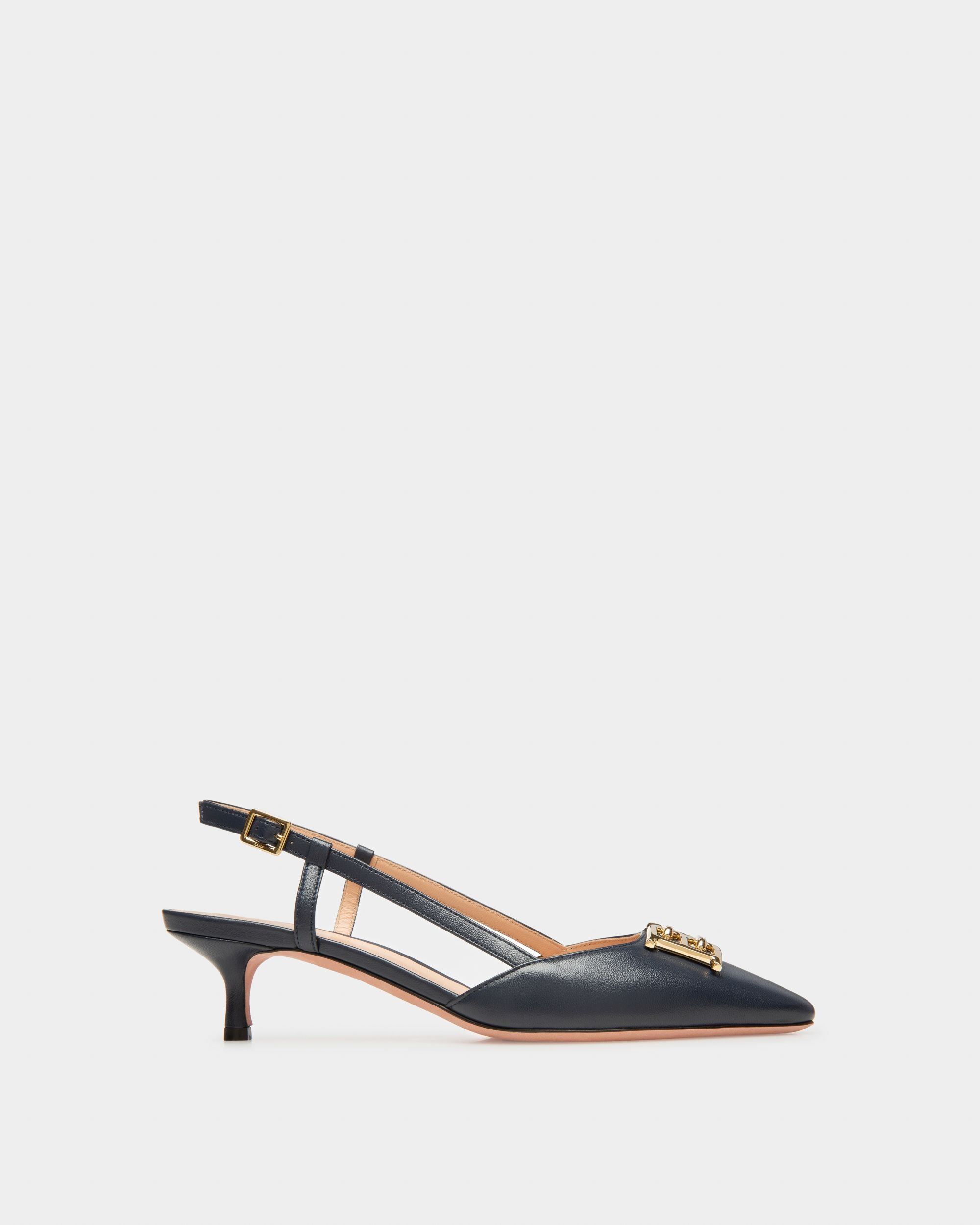 Eva Escarpins En Cuir Bleu Marine - Femme - Bally - 01