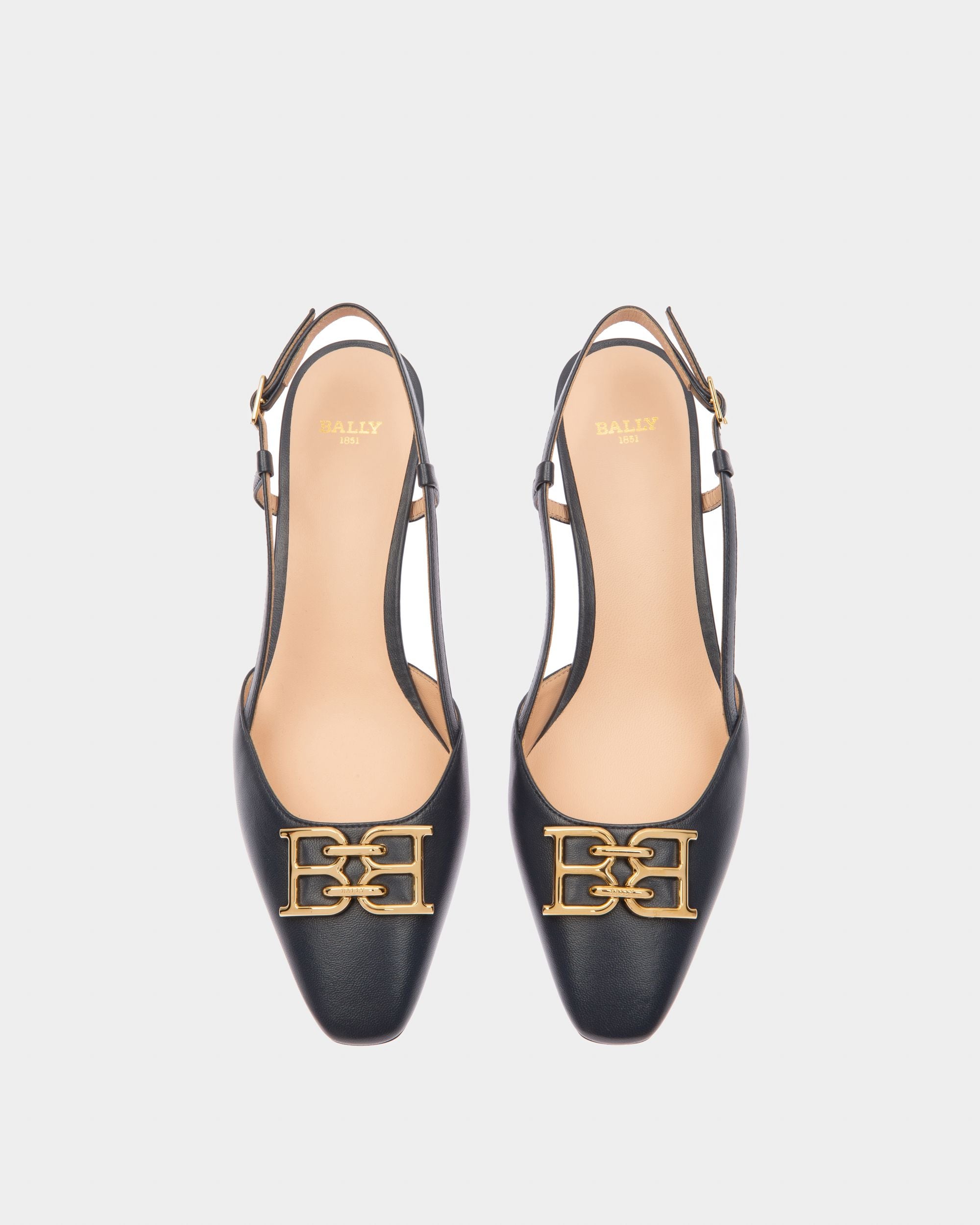 Eva Escarpins En Cuir Bleu Marine - Femme - Bally - 02