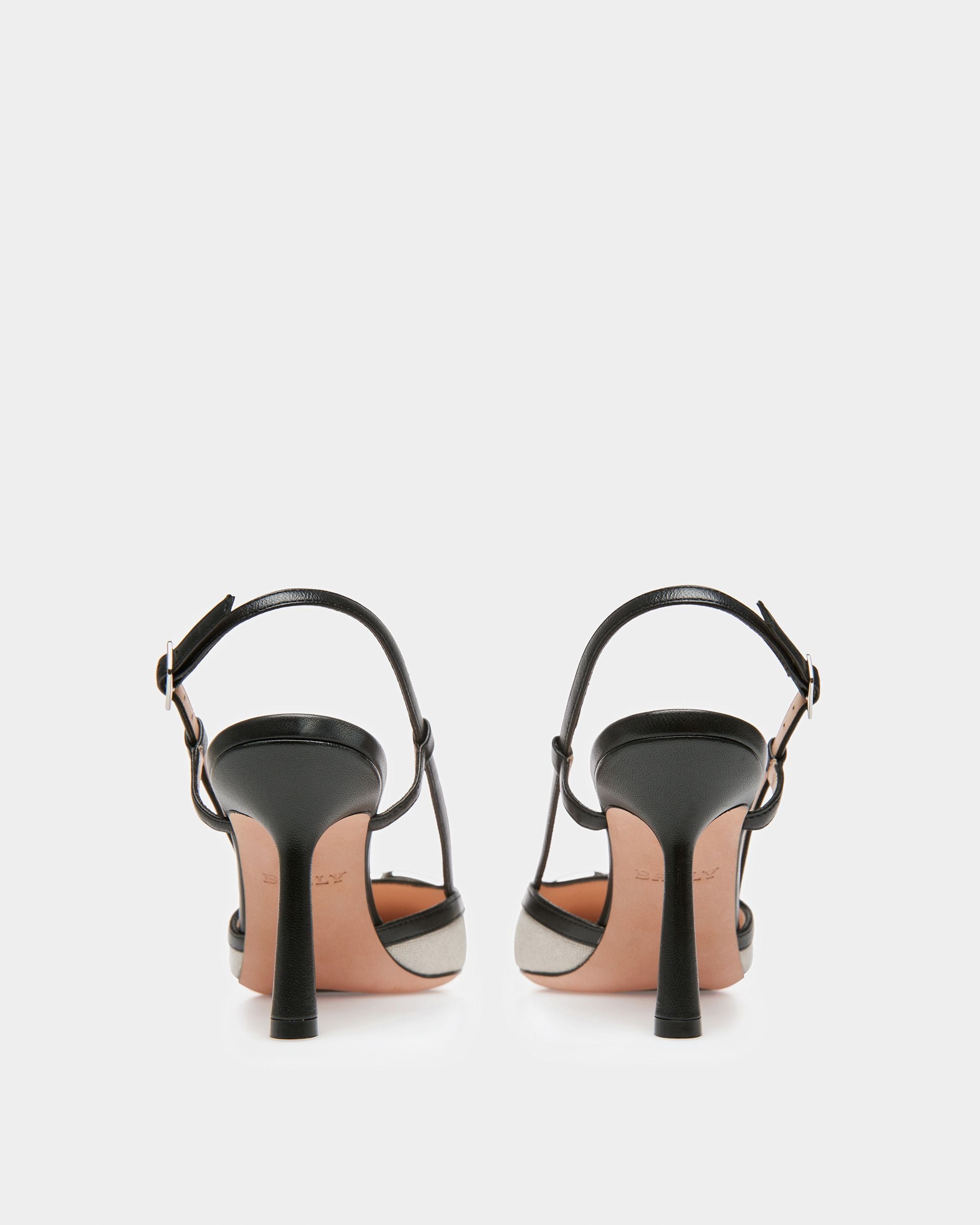 Eva Slingback-Pumps Aus Canvas Und Leder In Natur Und Schwarz - Damen - Bally - 04