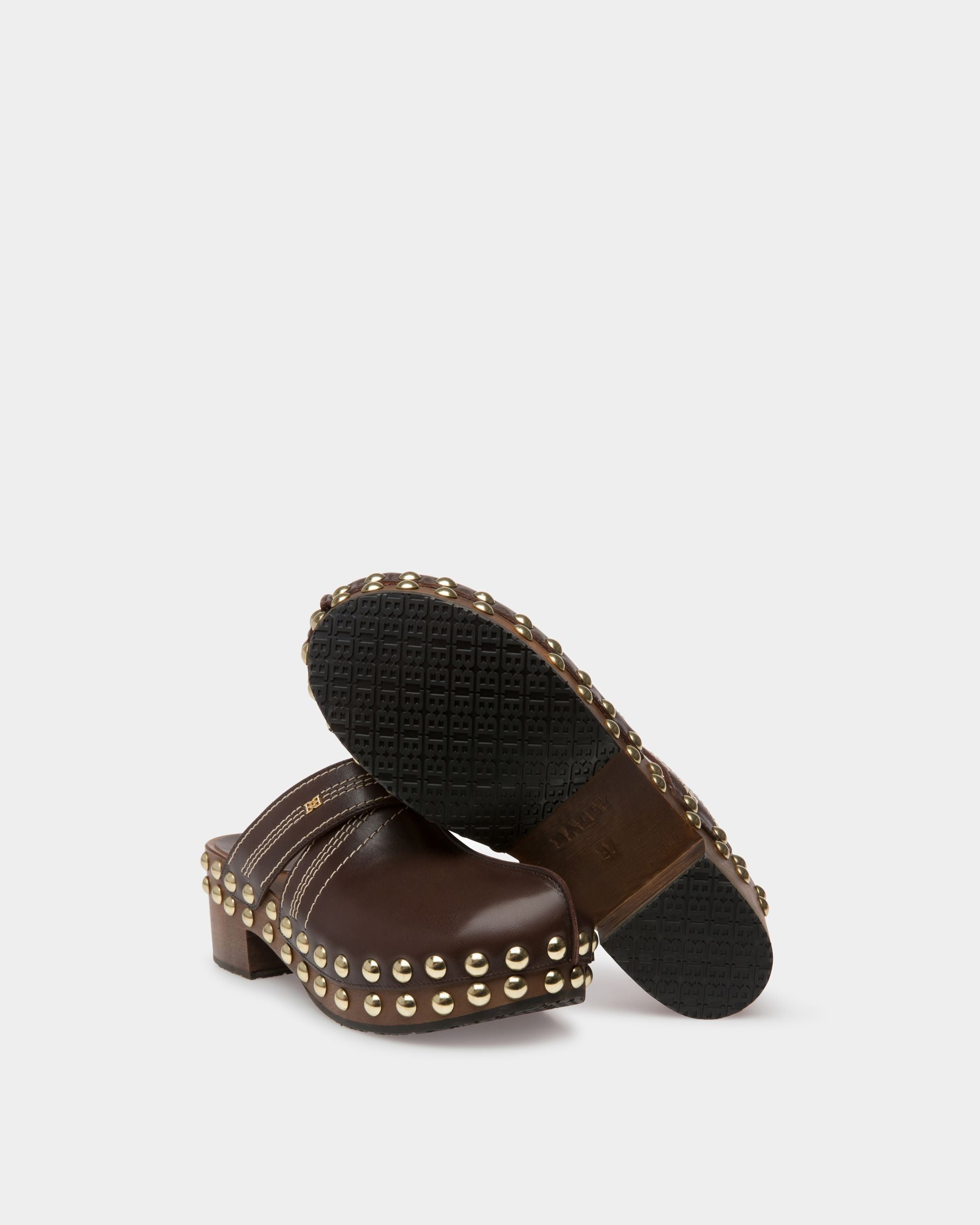 Ele Mule Sabot En Cuir Marron - Femme - Bally - 02