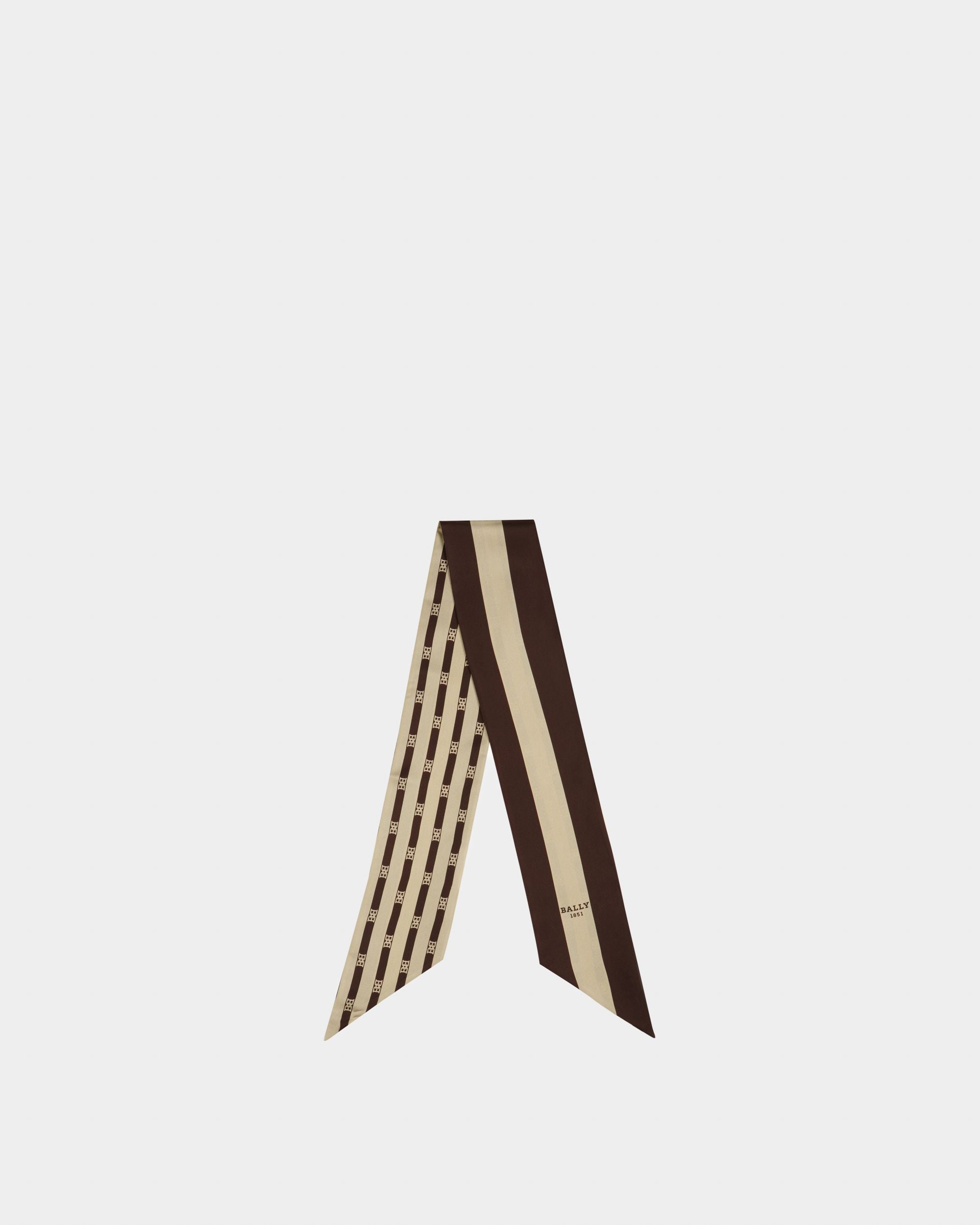 Foulard Bally Stripe In Seta Beige - Donna - Bally - 01