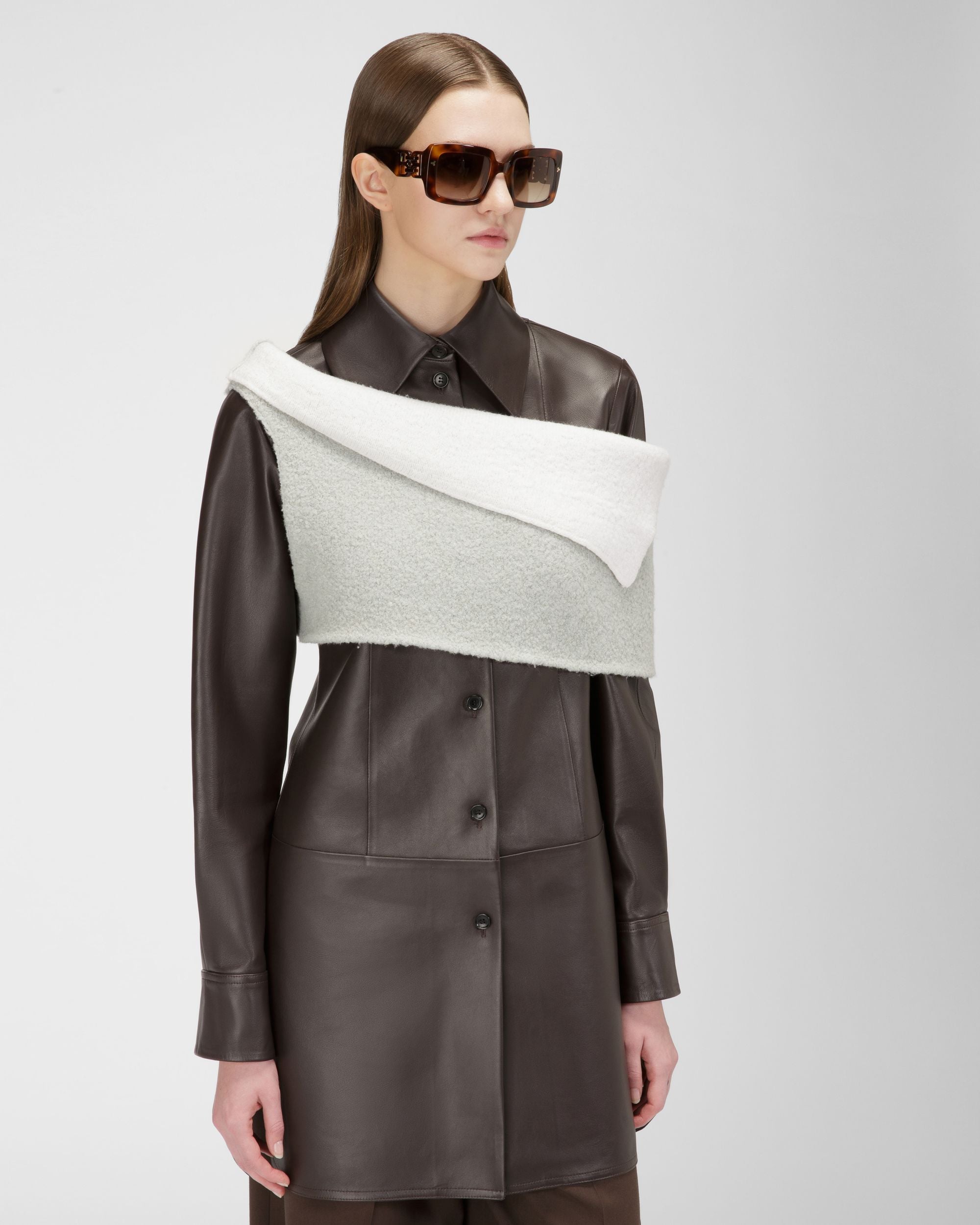 Schal Aus Grauem Und Elfenbeinfarbenem Wollmischgewebe - Damen - Bally - 02
