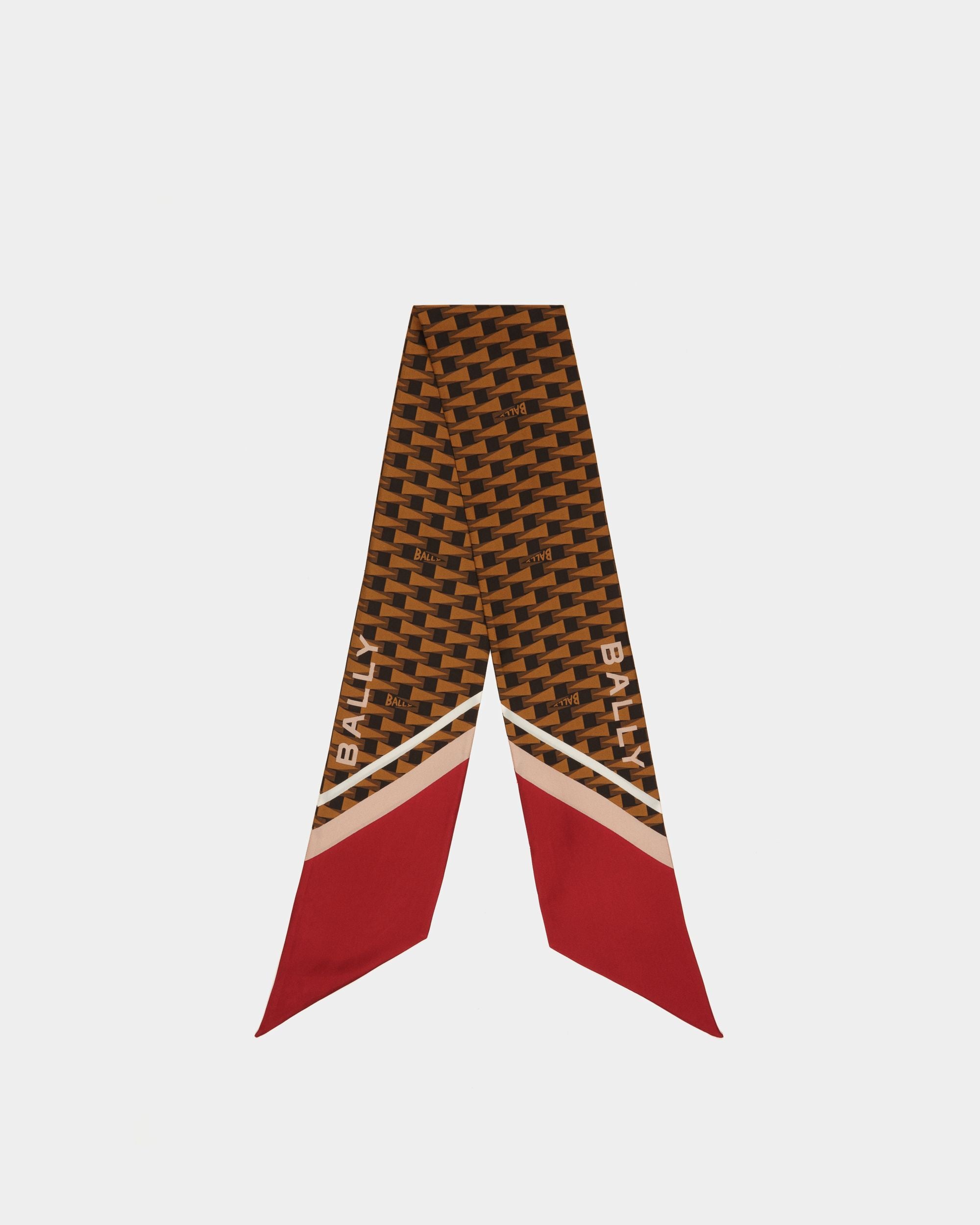 Foulard Con Stampa Pennant In Seta Ocra - Donna - Bally - 01