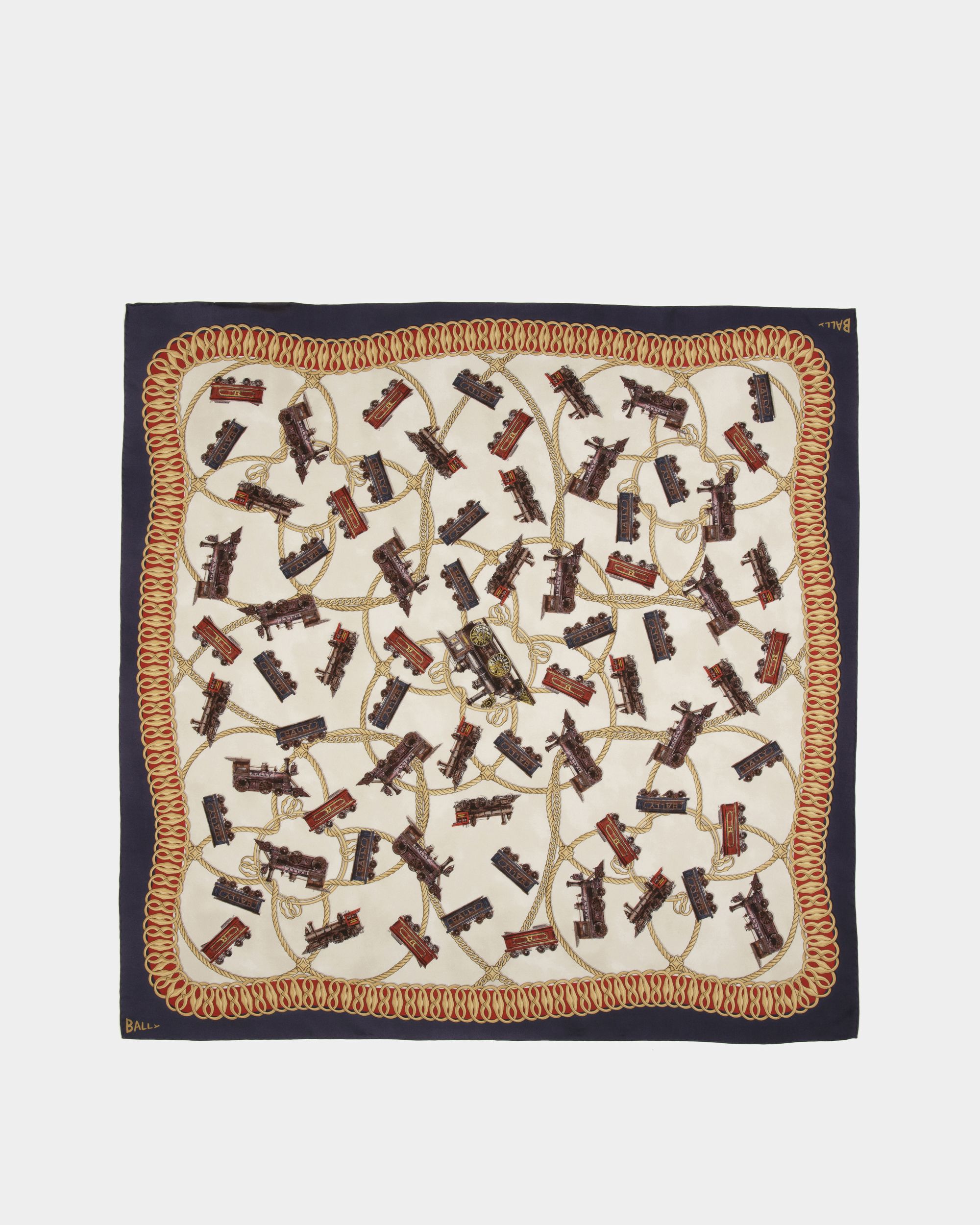 Halstuch mit Train-Print Aus mehrfarbiger Seide - Damen - Bally - 01
