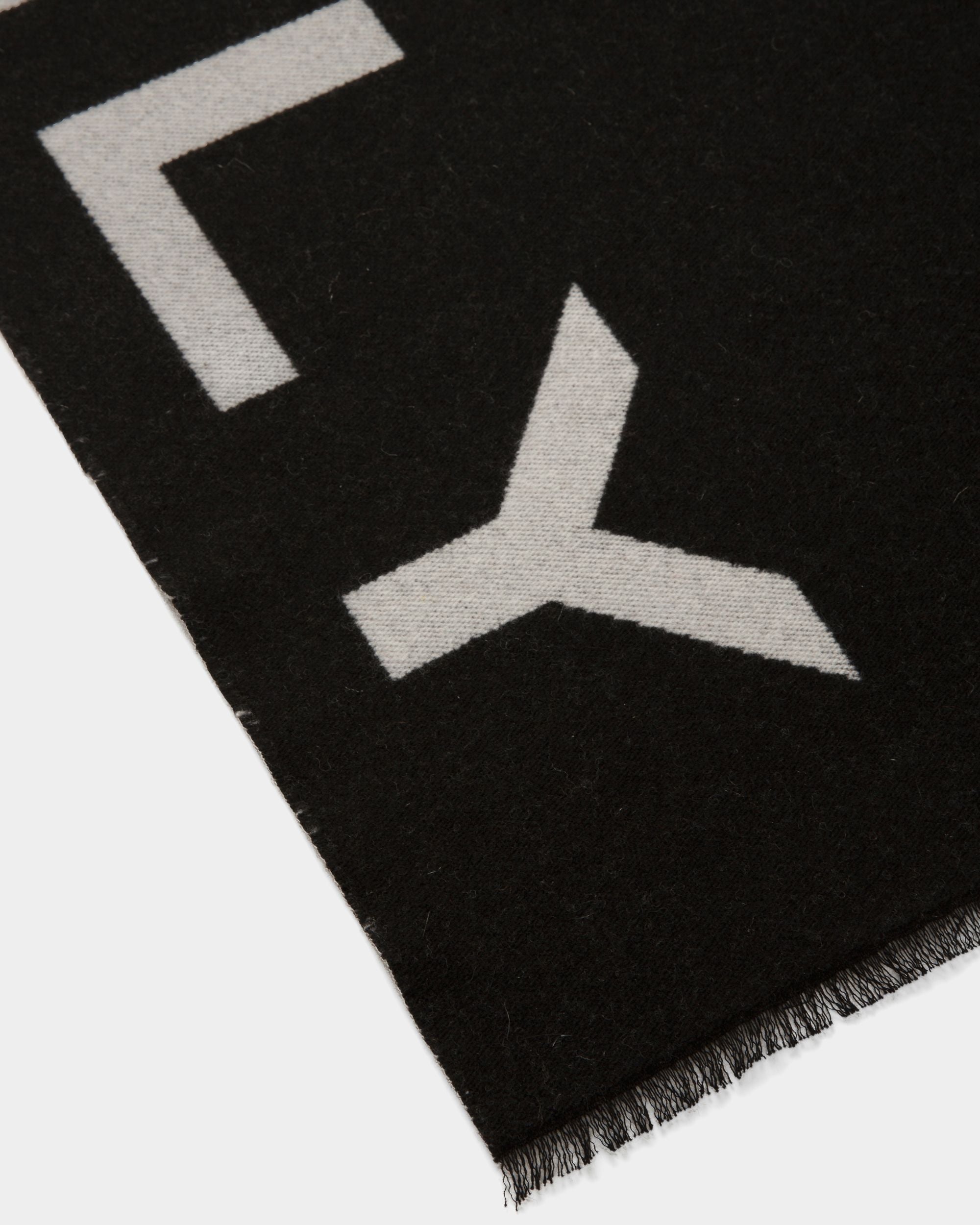 Écharpe logo En tissu ivoire et noir - Femme - Bally - 02