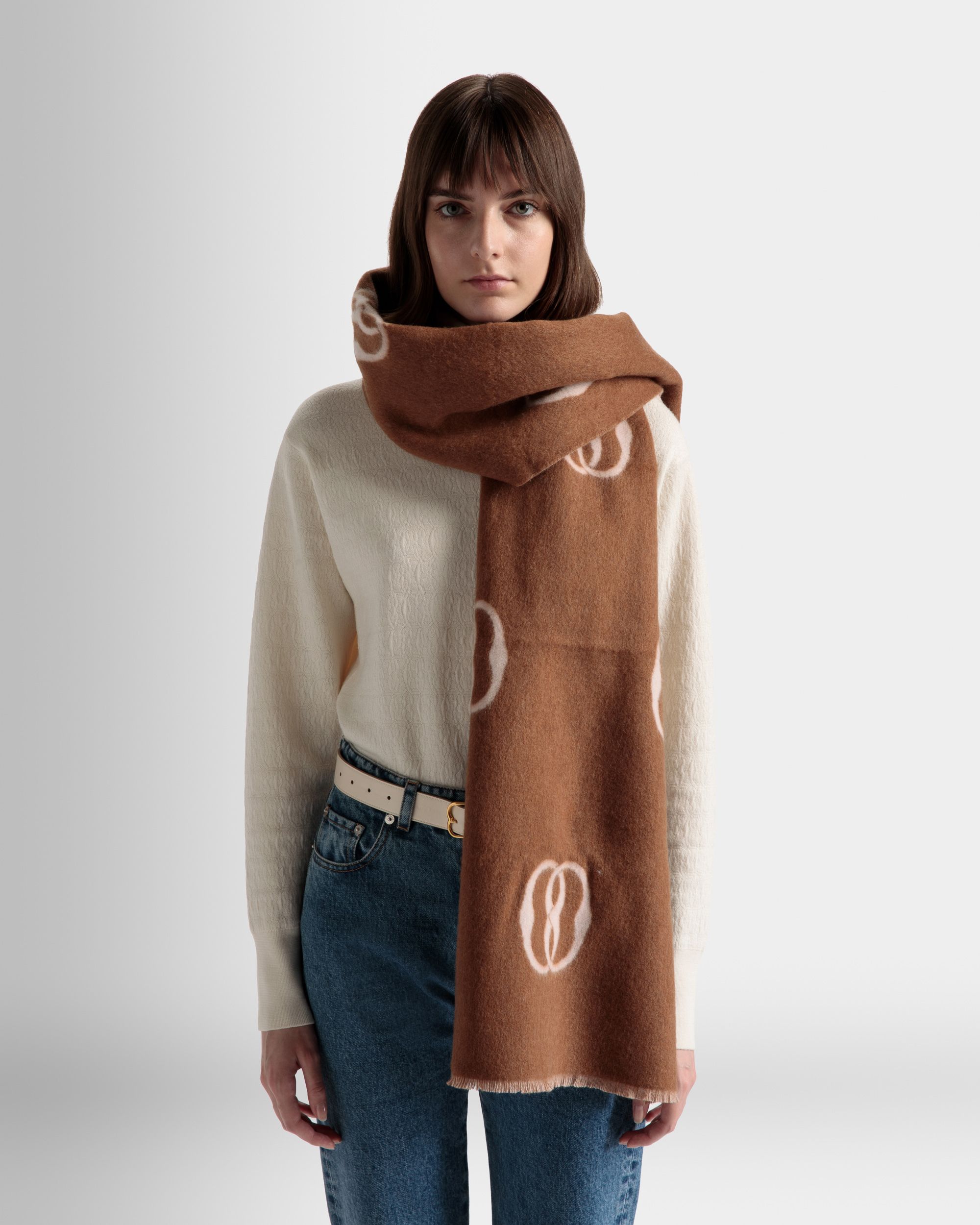 Emblem Scarf In Desert And Dusty Petal Fabric - Women's - Bally - 02