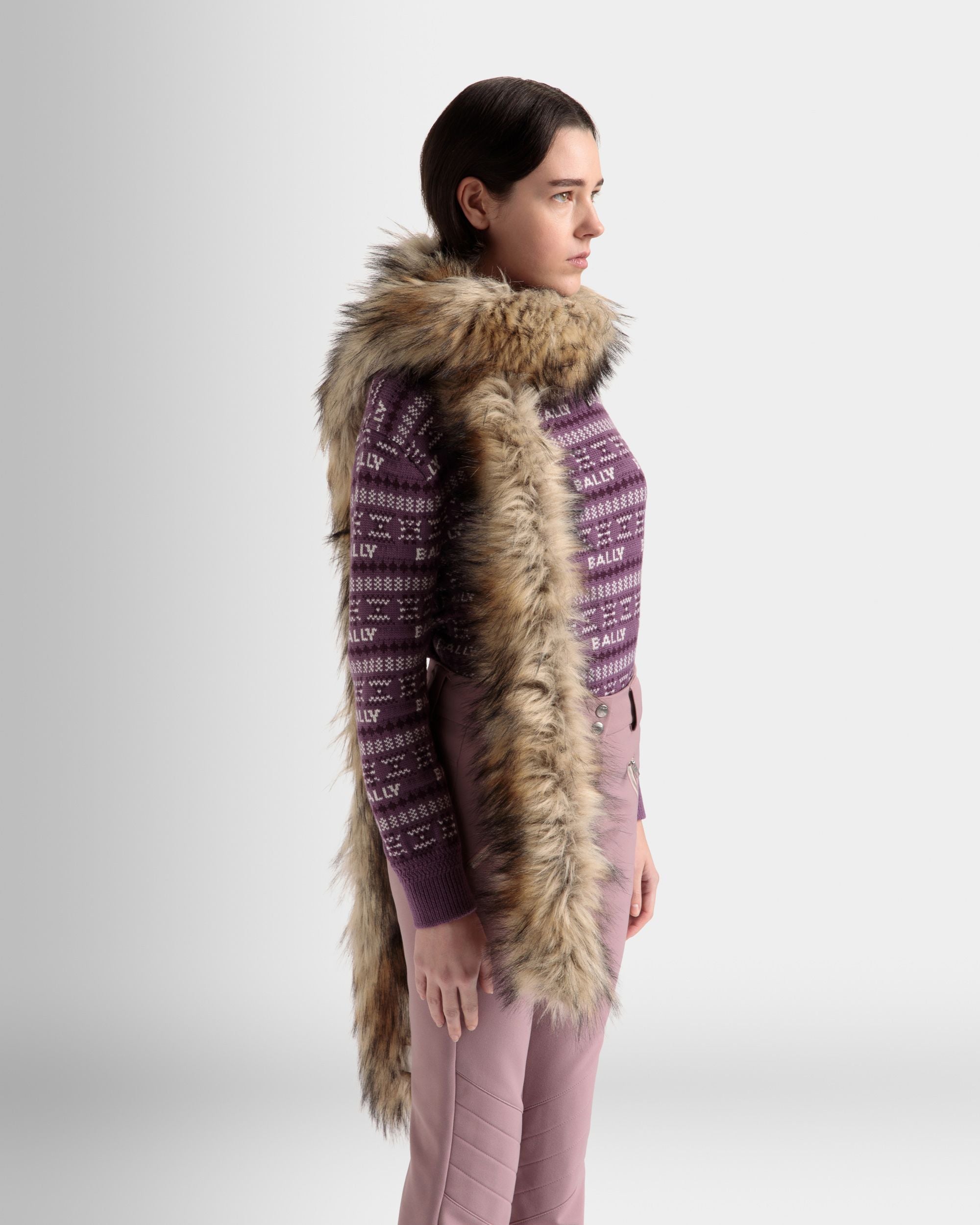 Écharpe En Fourrure Synthétique Couleur Neutre - Femme - Bally - 02