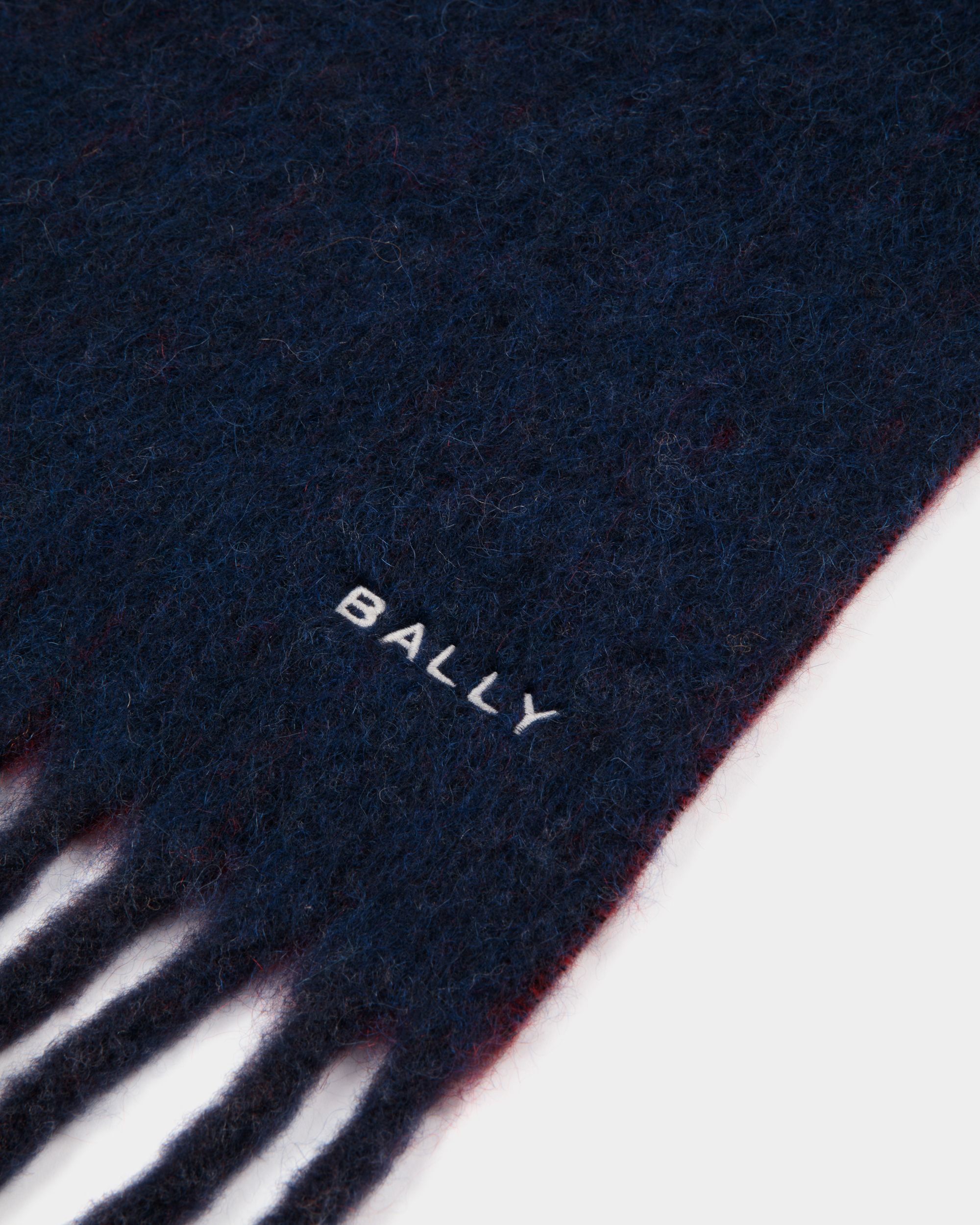 Schal Aus Wollmix In Navy Blue Und Candy Red - Damen - Bally - 02