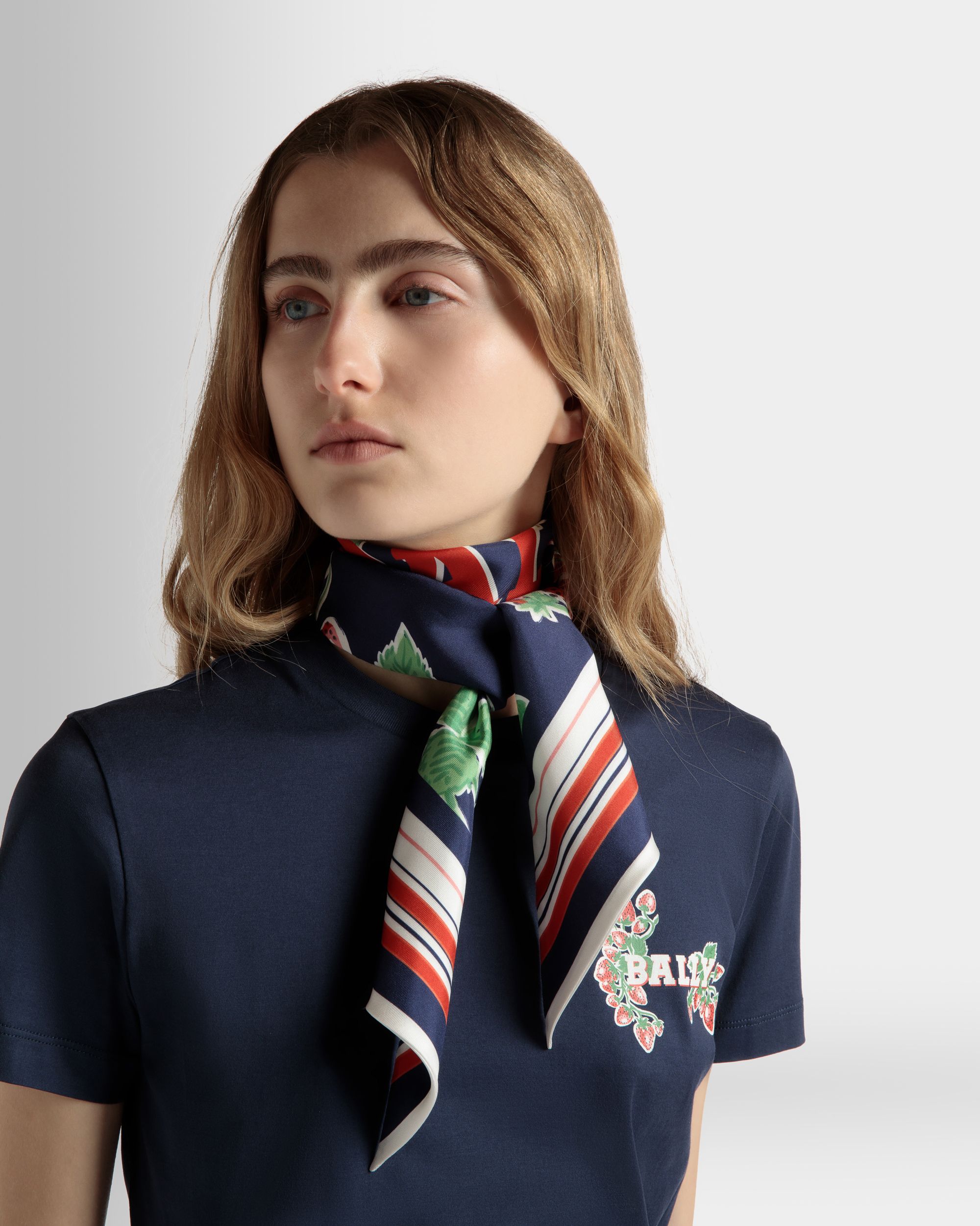 Neck Bow in Strawberry Print Silk - Women's - Bally - 02