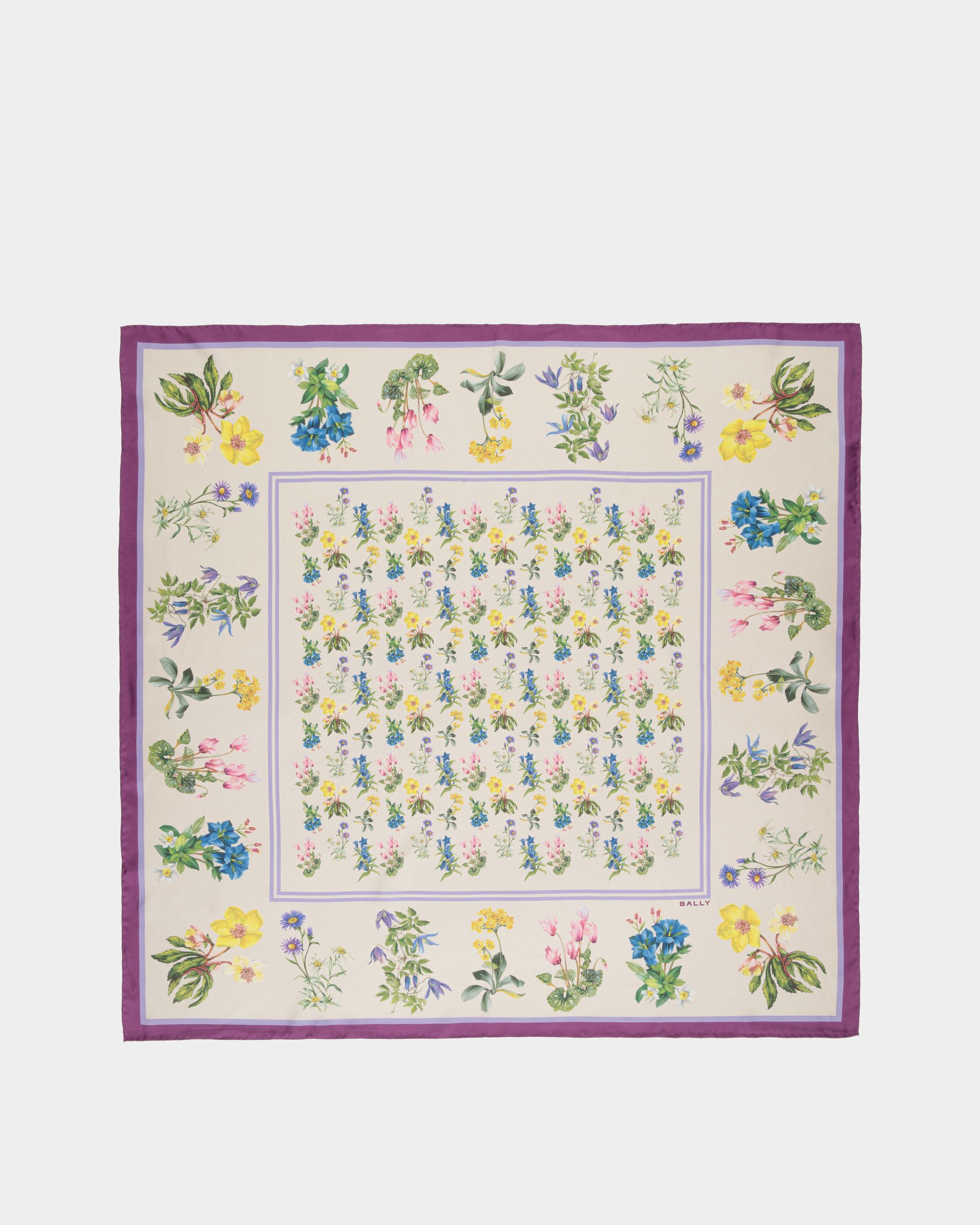 Bedrucktes Foulard Aus Seide Mit Alpenblumenmuster - Damen - Bally - 01