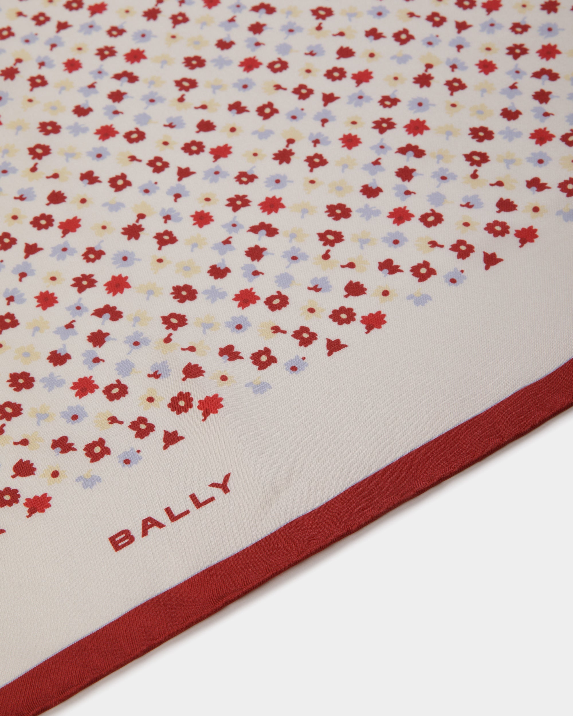 Silk Scarf with Microflowers in Ivory - Women's - Bally - 02