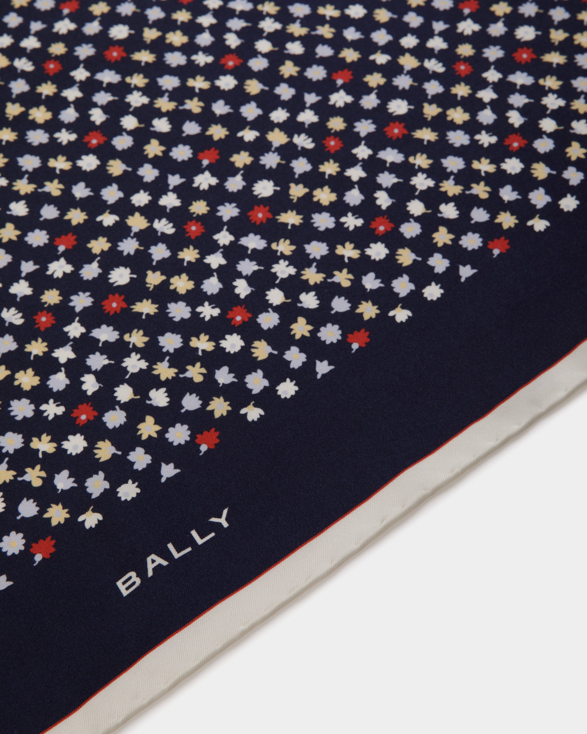 Sciarpa In Seta Con Microfiori Navy Blue - Donna - Bally - 02