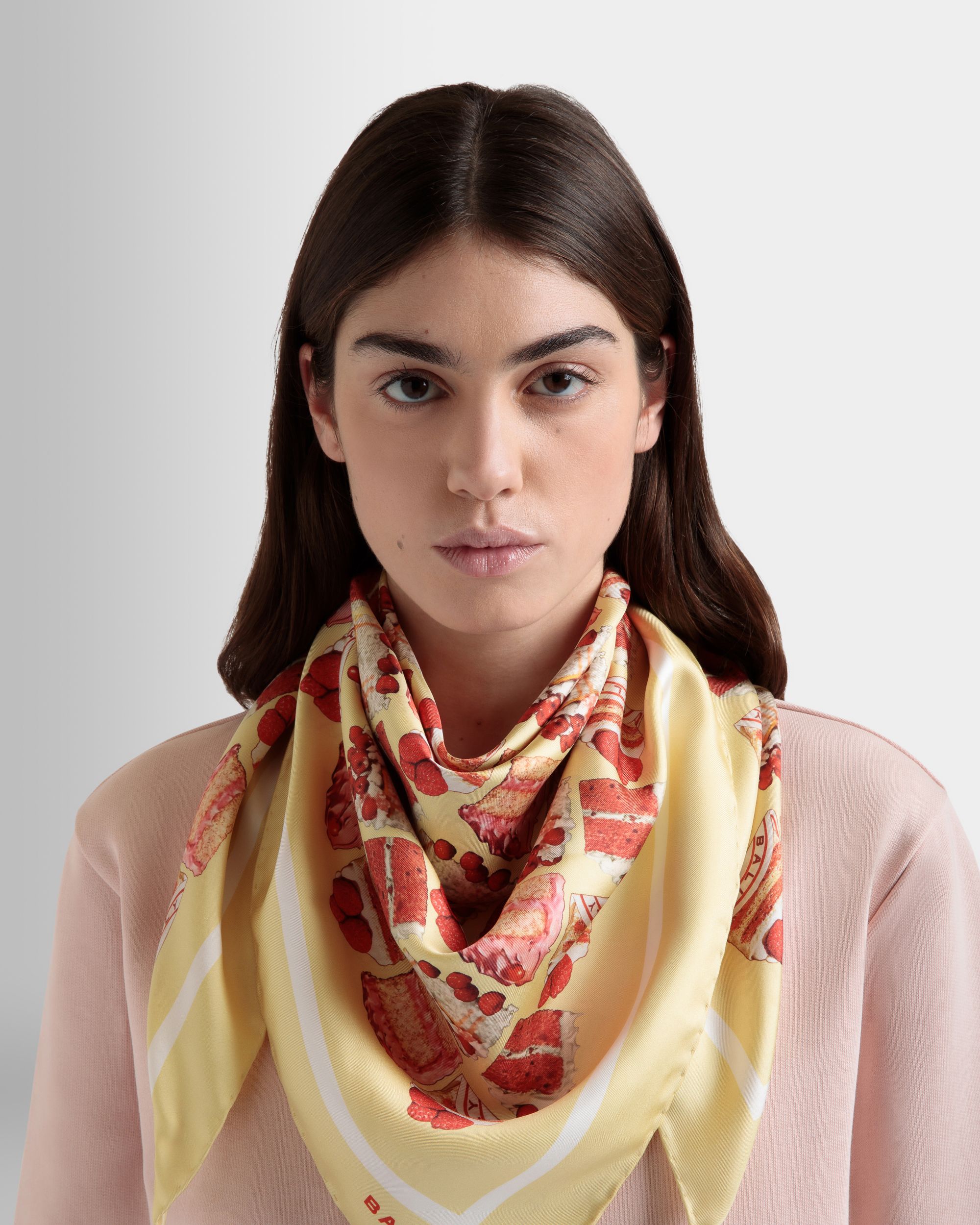 Foulard In Seta Color Cream Con Stampa Bally Cake - Donna - Bally - 02
