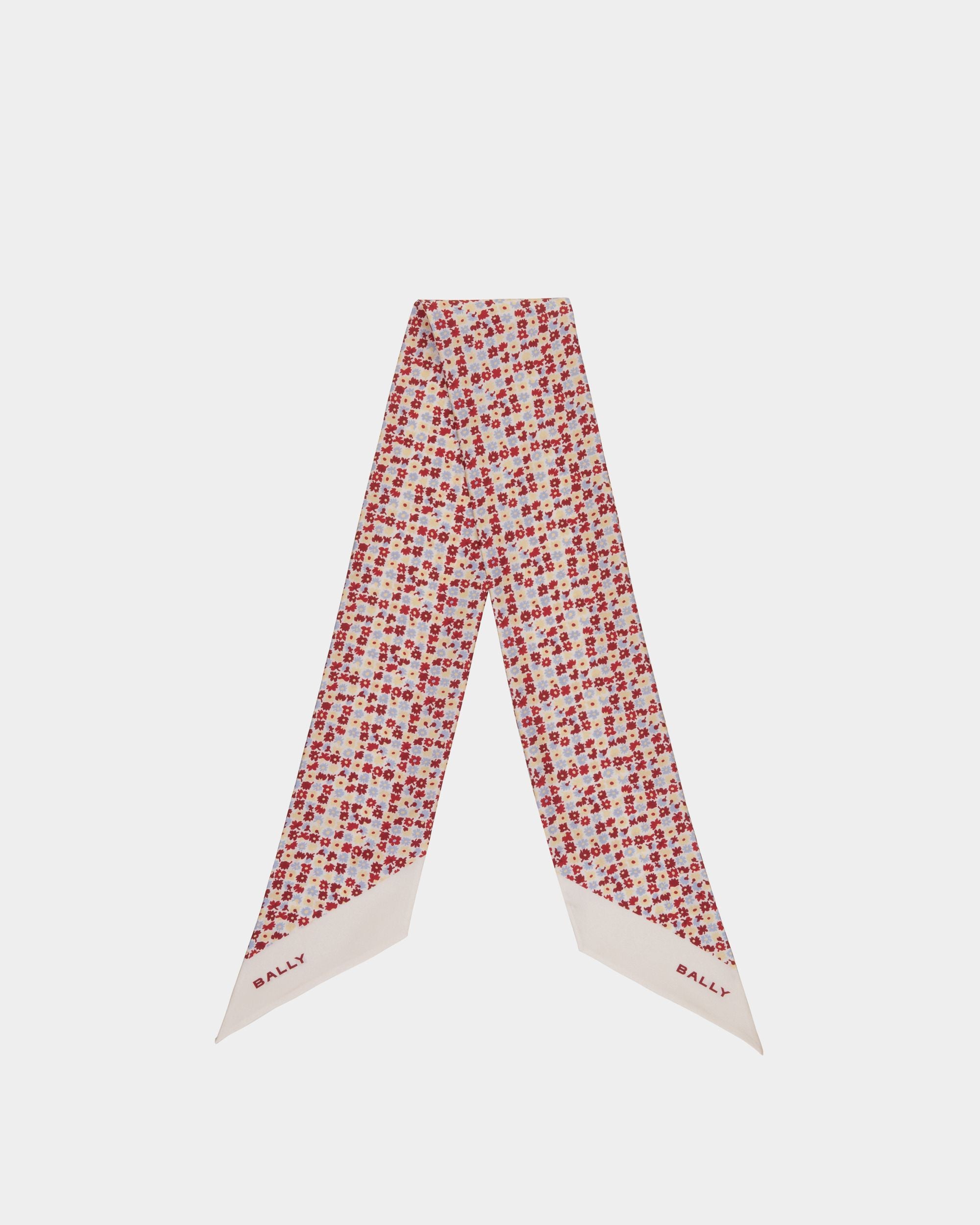 Foulard In Seta Avorio Con Microfiori - Donna - Bally - 01