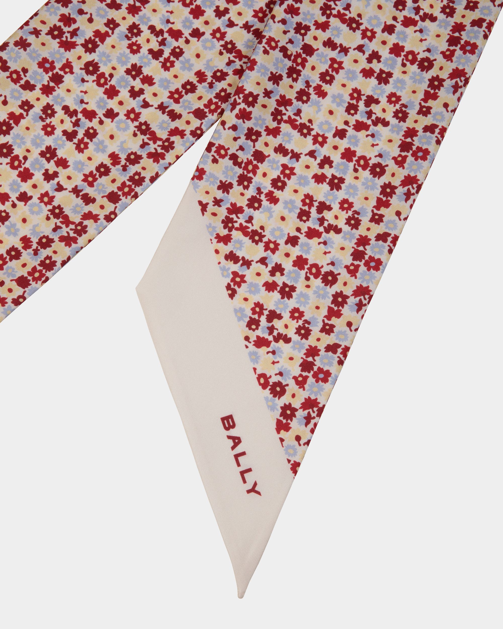 Foulard In Seta Avorio Con Microfiori - Donna - Bally - 02