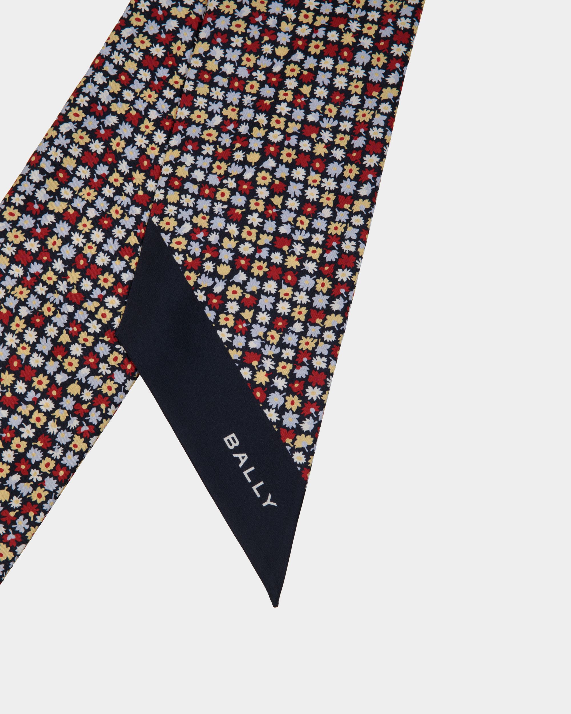 Halstuch Aus Seide In Navy Blue Mit Blümchenprint - Damen - Bally - 02