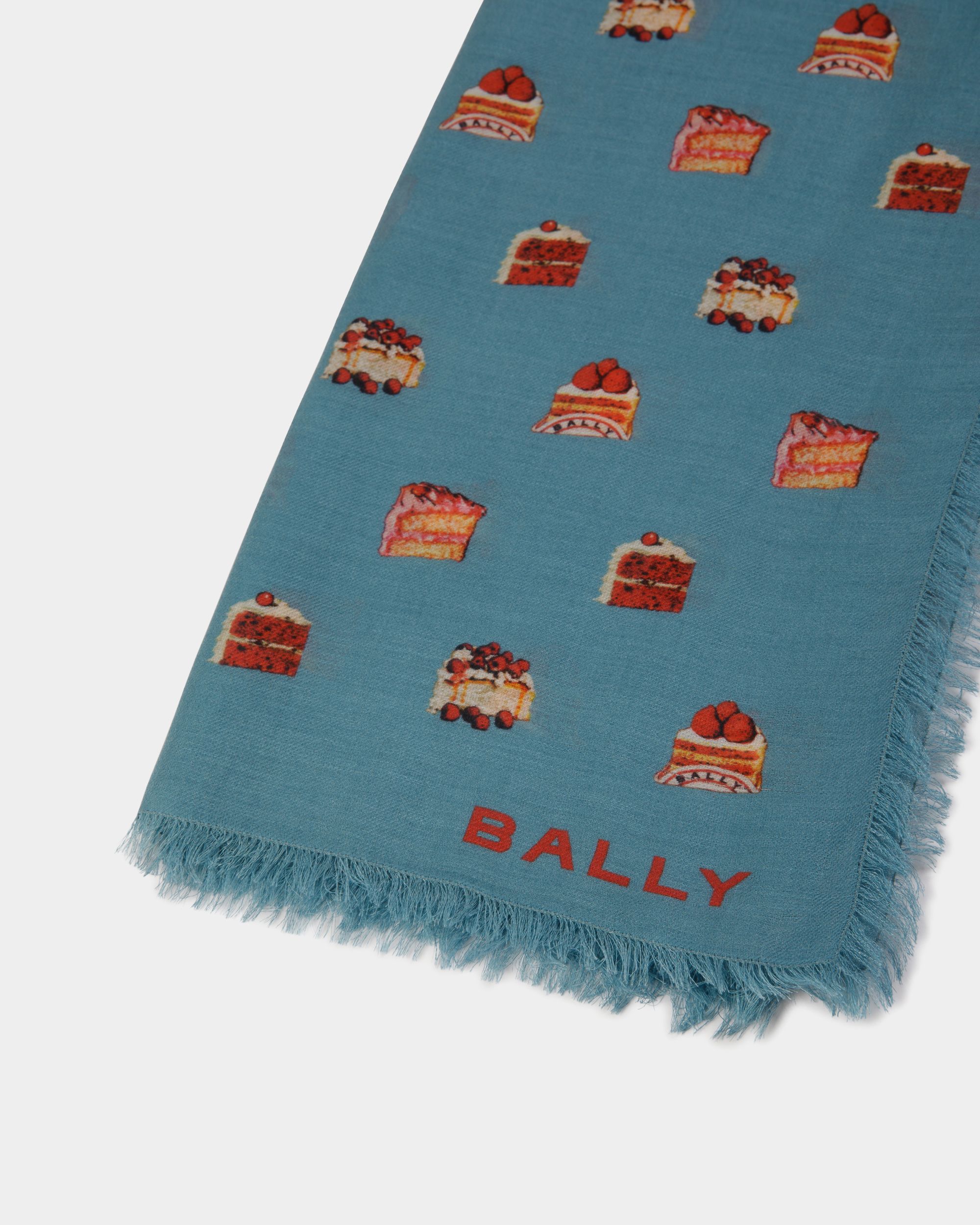 Écharpe Avec Imprimé Bally Cake En Modal Et Cachemire Medium Blue - Femme - Bally - 02