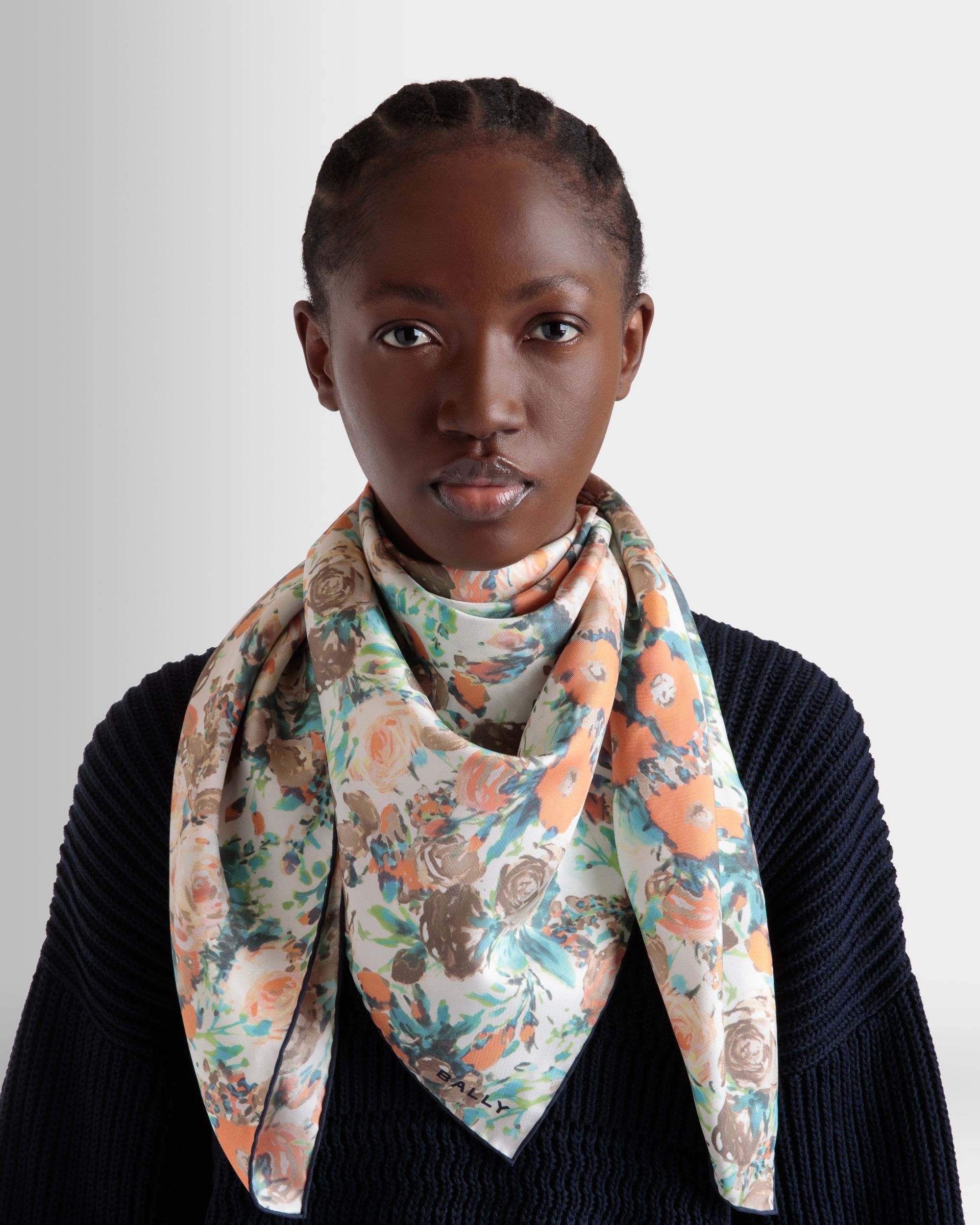 Foulard In Seta Multicolore Con Stampa Rosengarten - Donna - Bally - 02