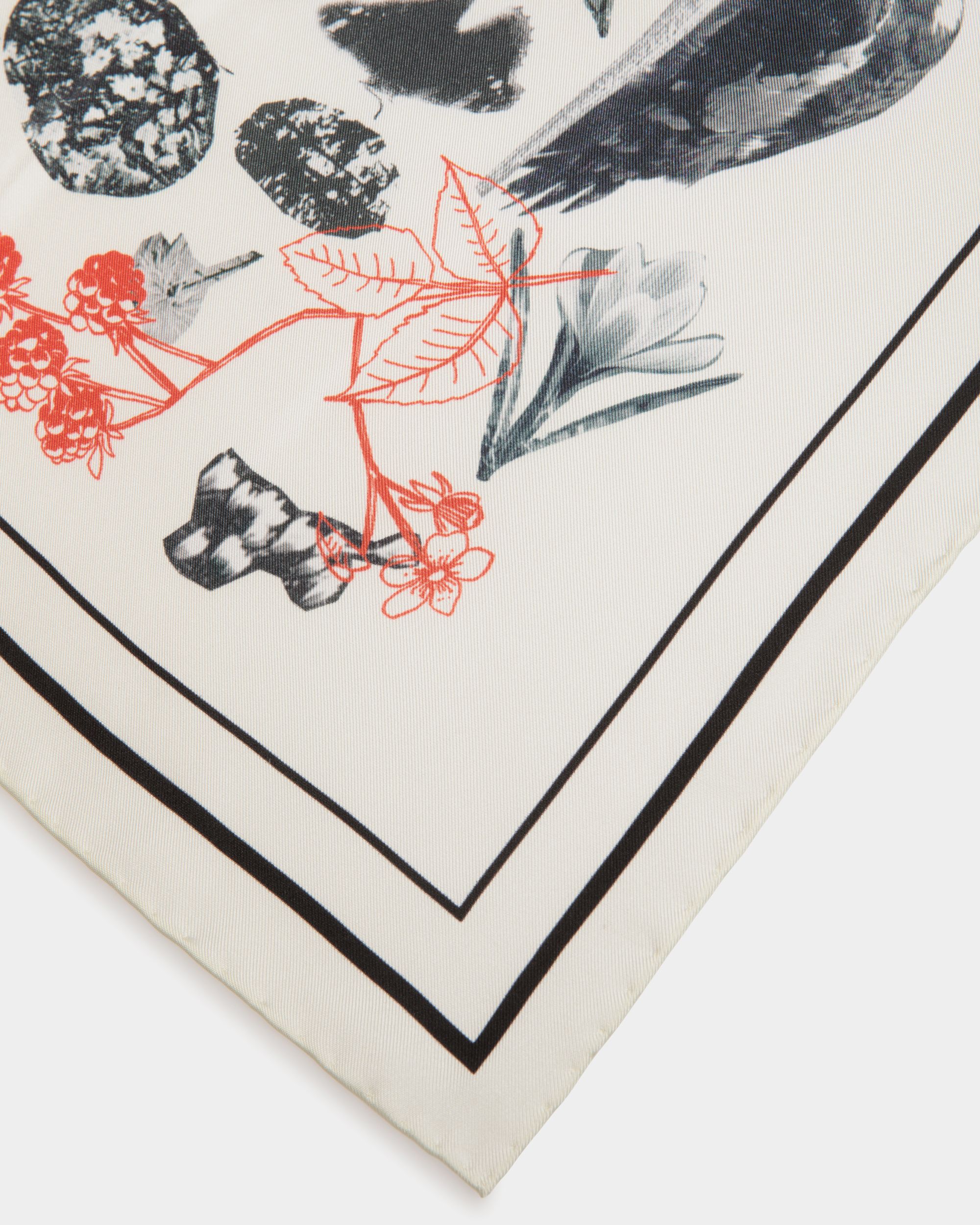 Silk Scarf with a Bally Collage Print in Ivory - Women's - Bally - 03