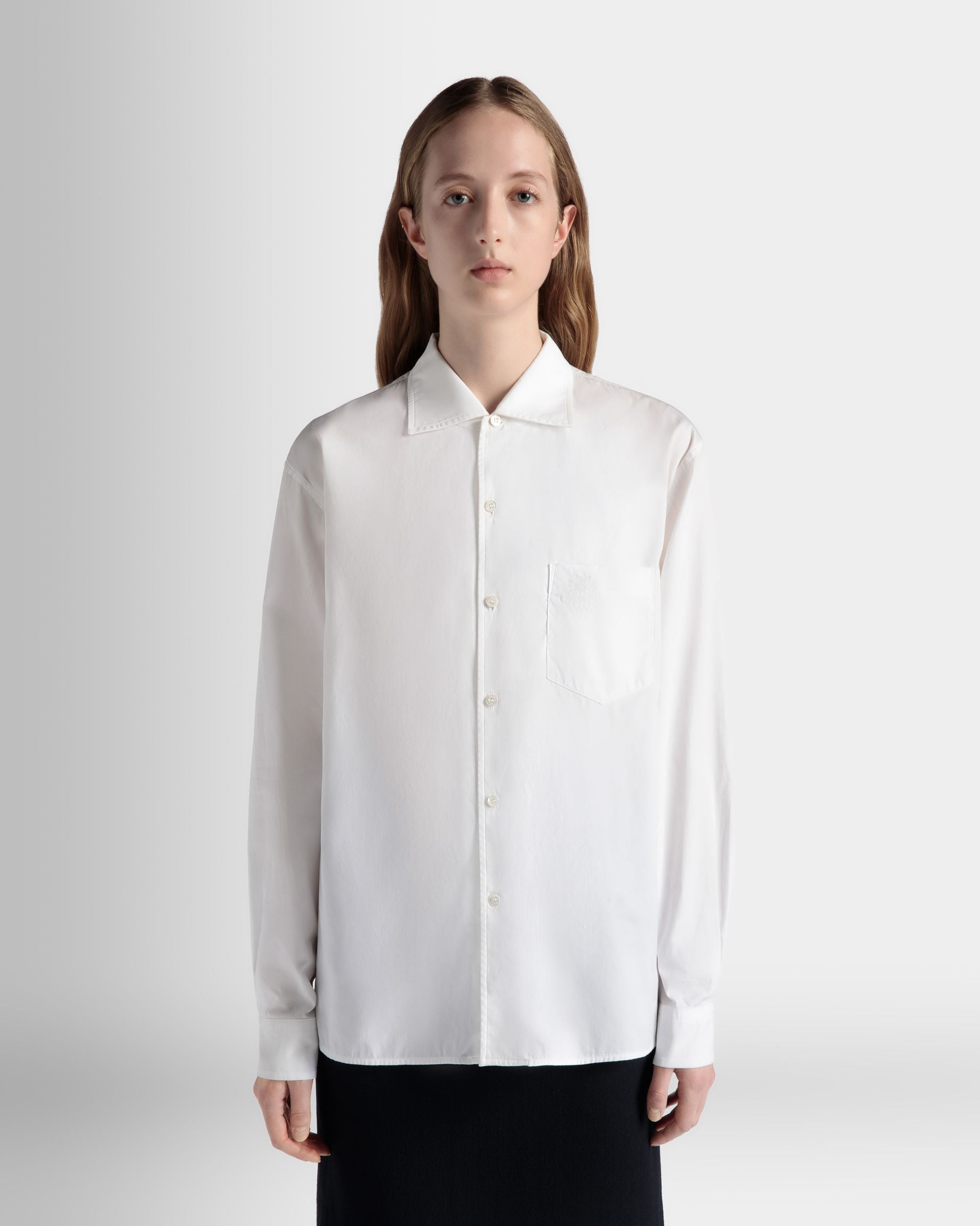 Long Sleeve Shirt In White Cotton - Women's - Bally - 03