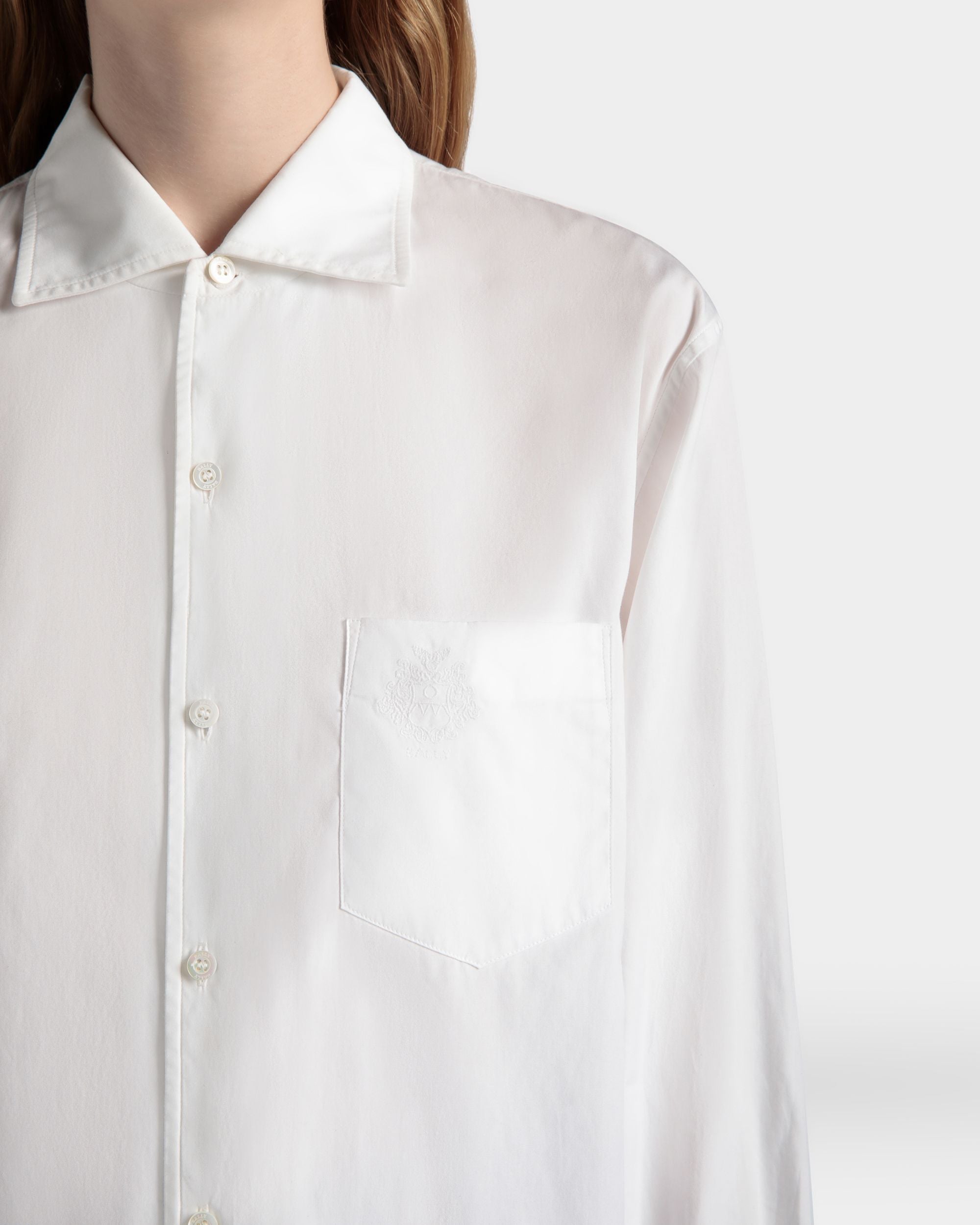 Long Sleeve Shirt In White Cotton - Women's - Bally - 04