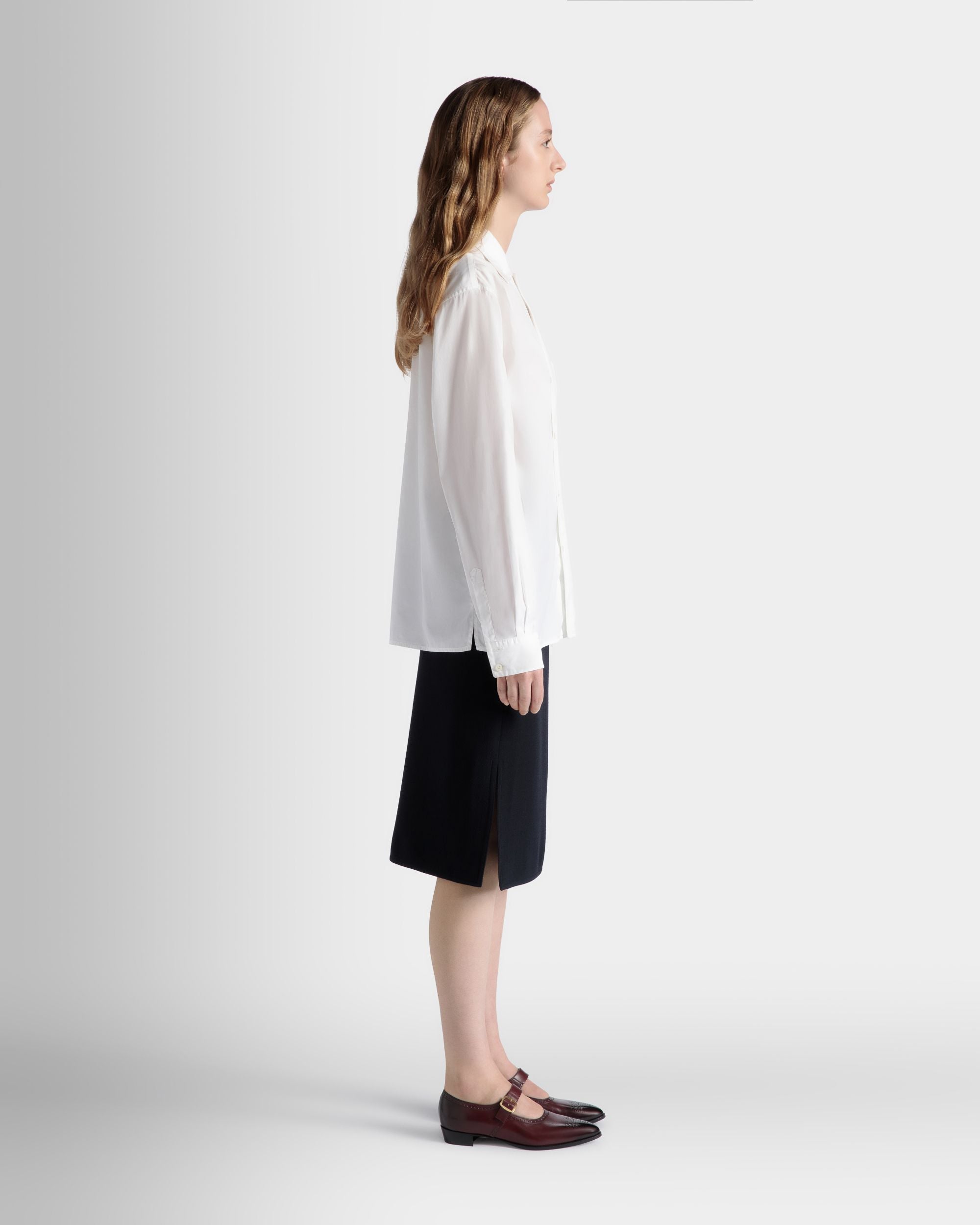 Long Sleeve Shirt In White Cotton - Women's - Bally - 06
