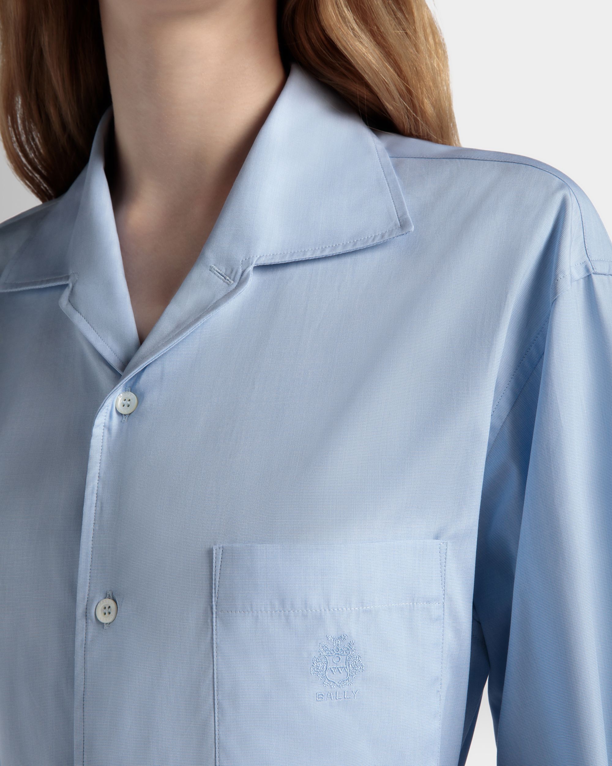 Langarmshirt Aus Baumwolle In Light Blue - Damen - Bally - 04