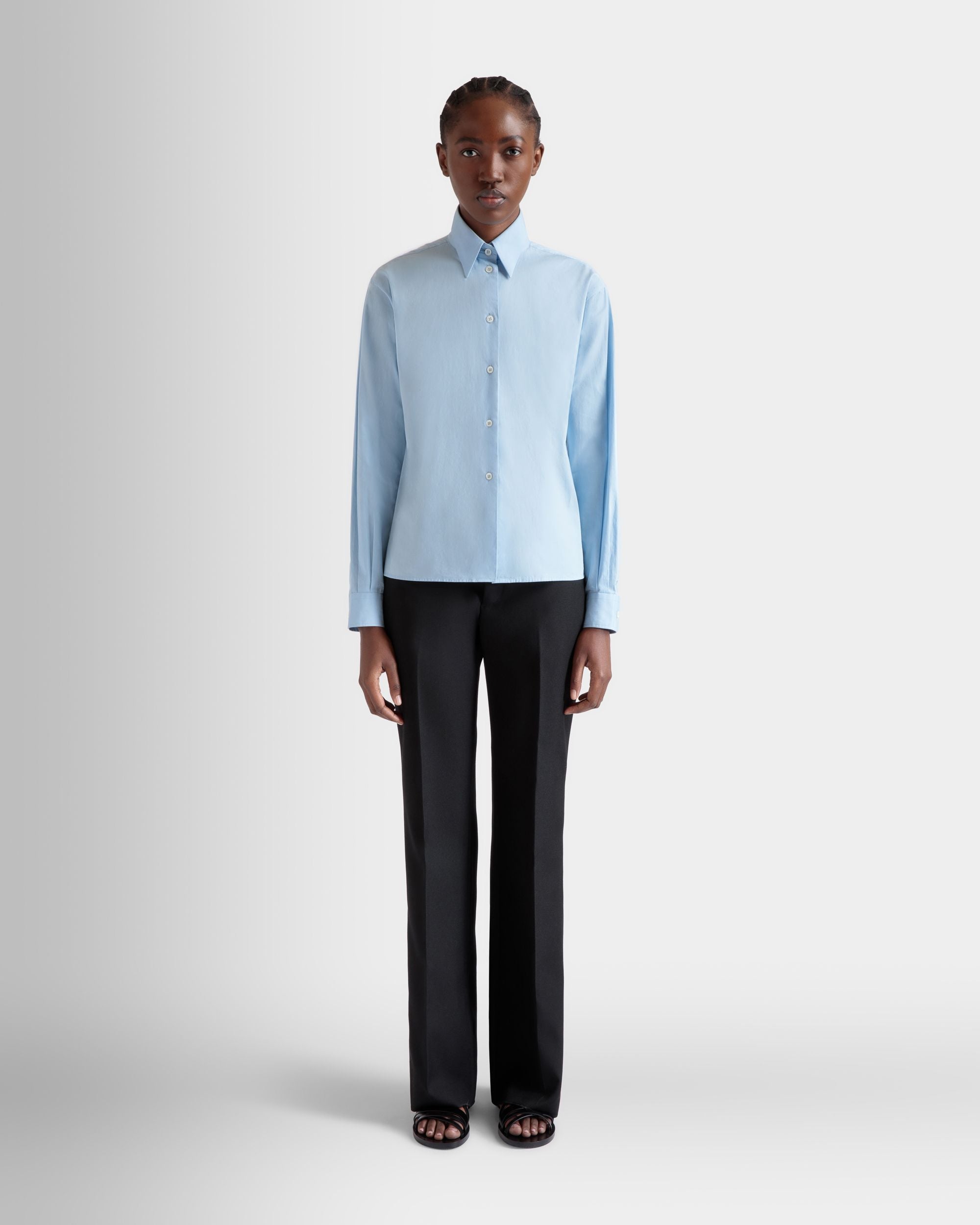 Camicia A Maniche Lunghe In Cotone Light Blue - Donna - Bally - 02