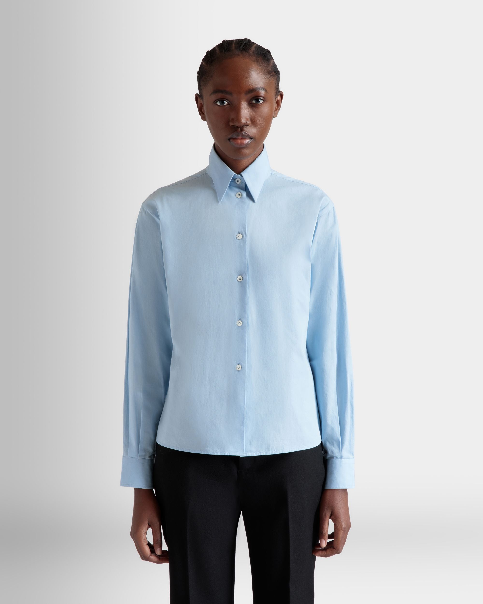 Camicia A Maniche Lunghe In Cotone Light Blue - Donna - Bally - 08