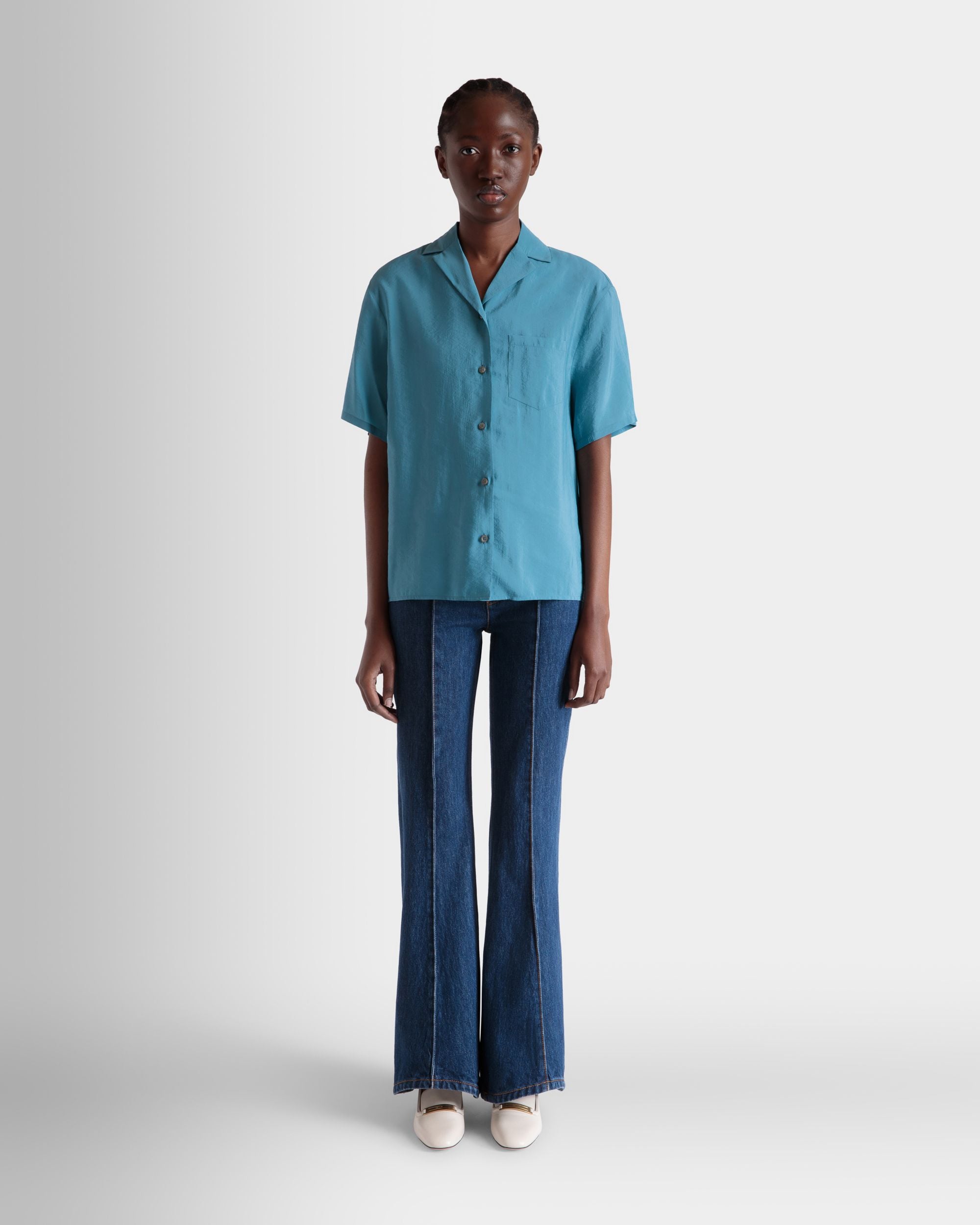 Camicia In Raso Medium Blue - Donna - Bally - 02