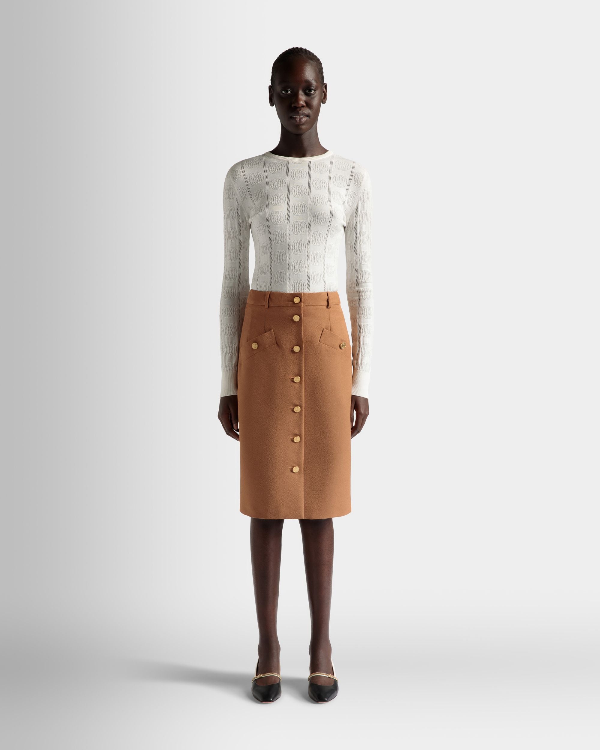 Gonna Longuette In Misto Lana Marrone - Donna - Bally - 02