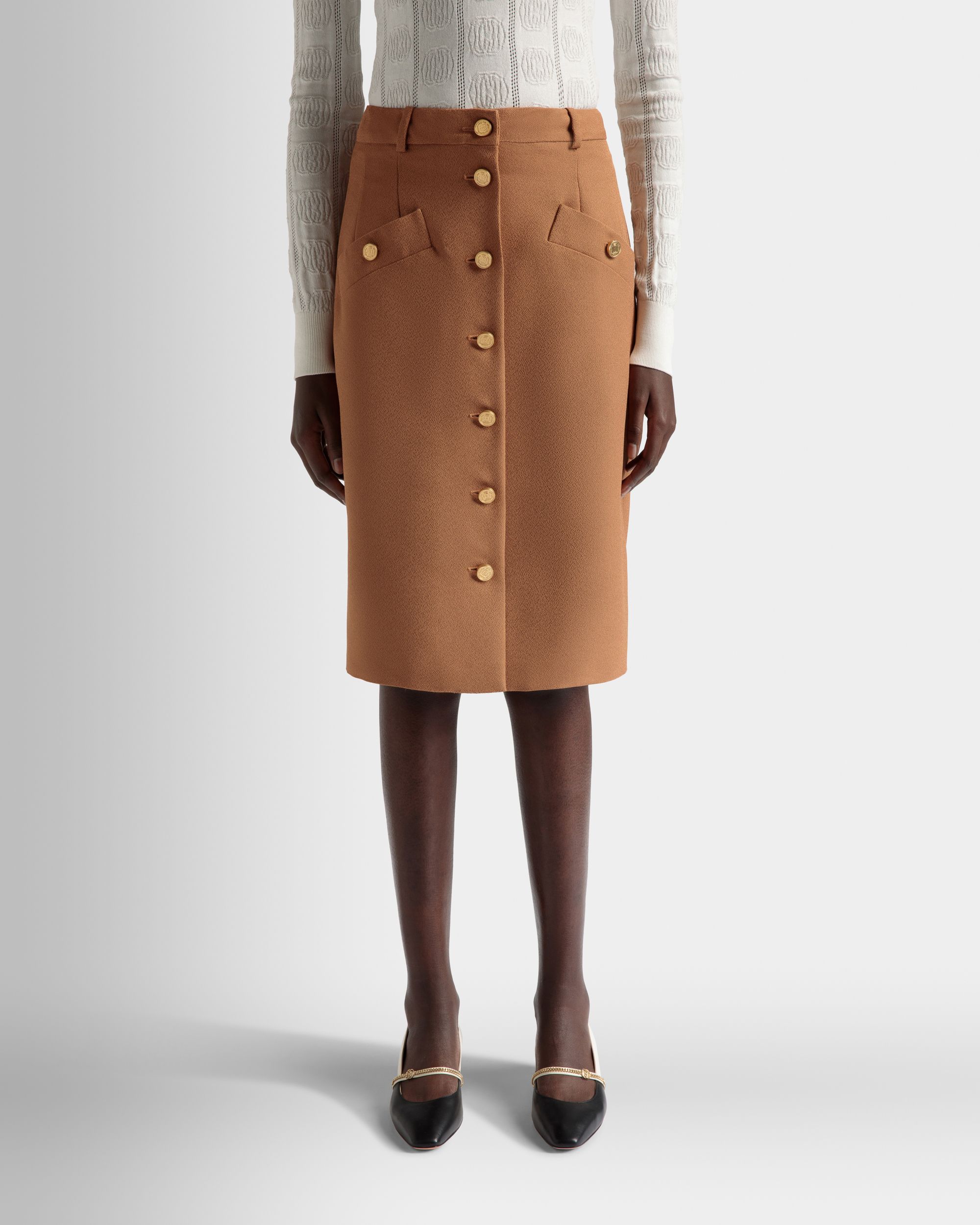 Gonna Longuette In Misto Lana Marrone - Donna - Bally - 03