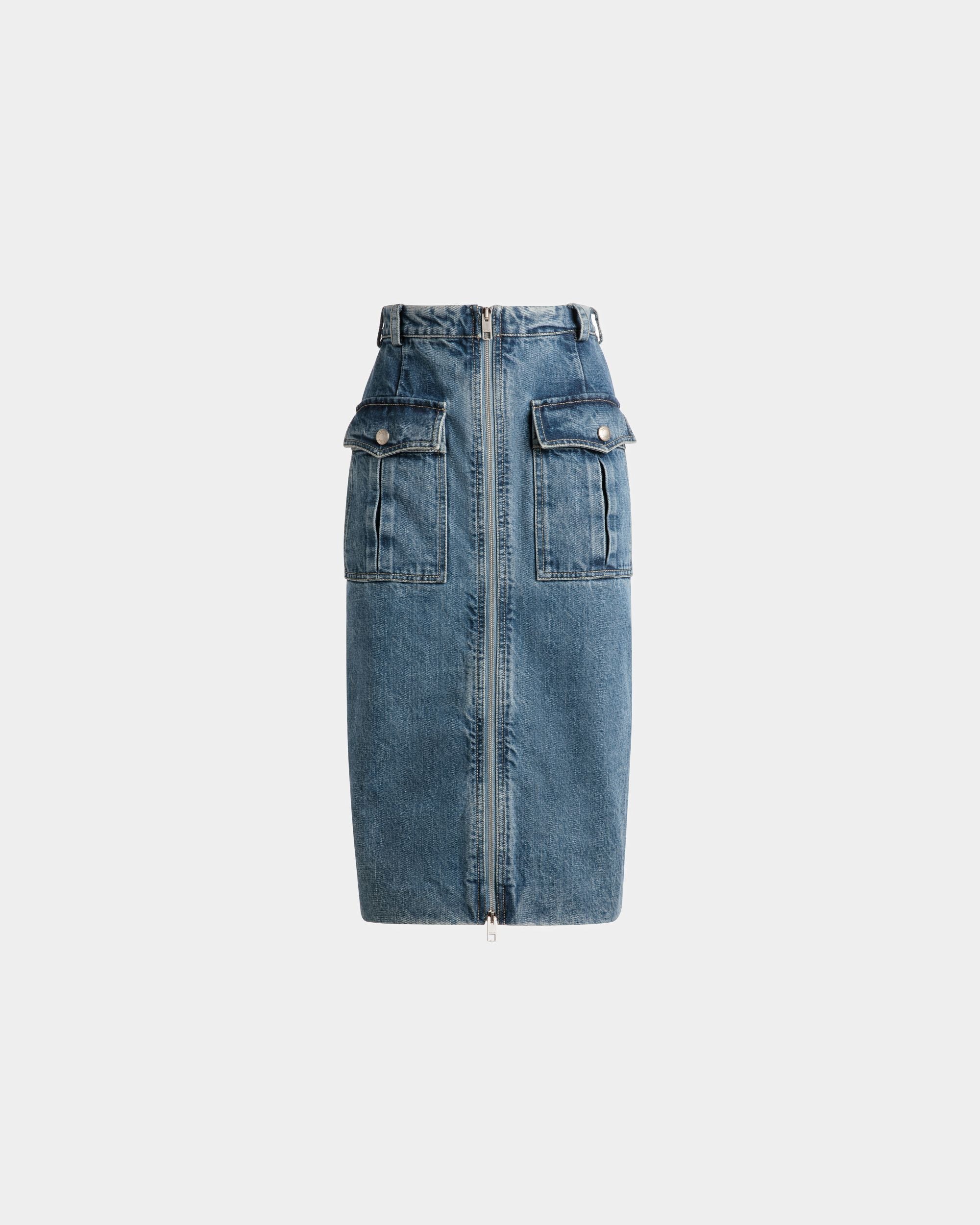 Knielanger Rock Aus Hellblauem Denim - Damen - Bally - 01