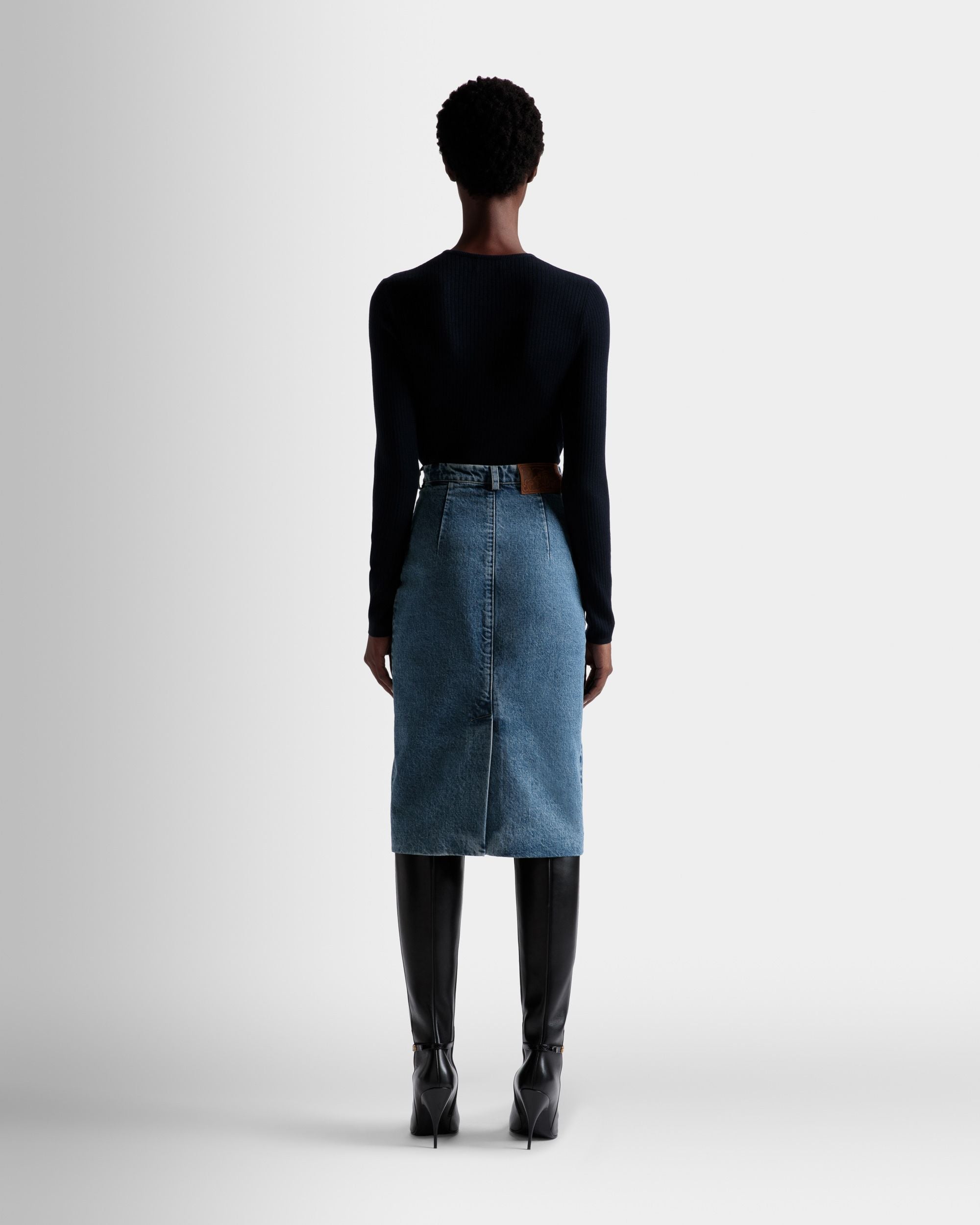 Knielanger Rock Aus Hellblauem Denim - Damen - Bally - 06