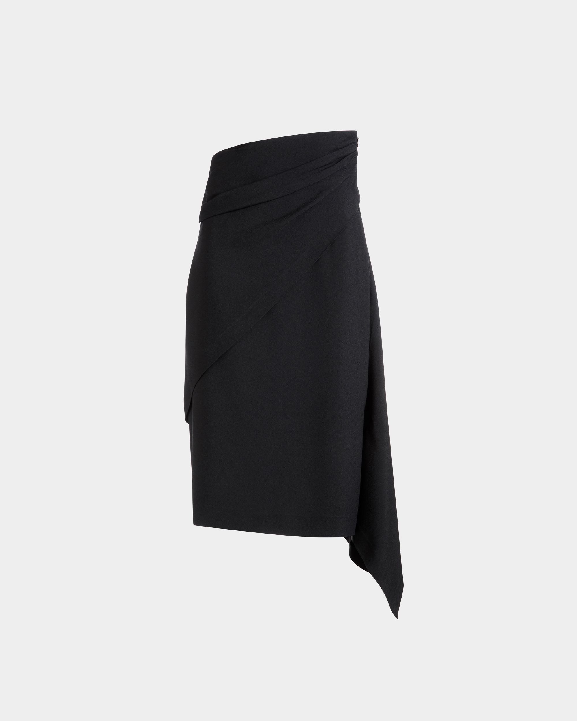 Asymmetrischer Midirock Aus Fließendem Crêpe In Schwarz - Damen - Bally - 01